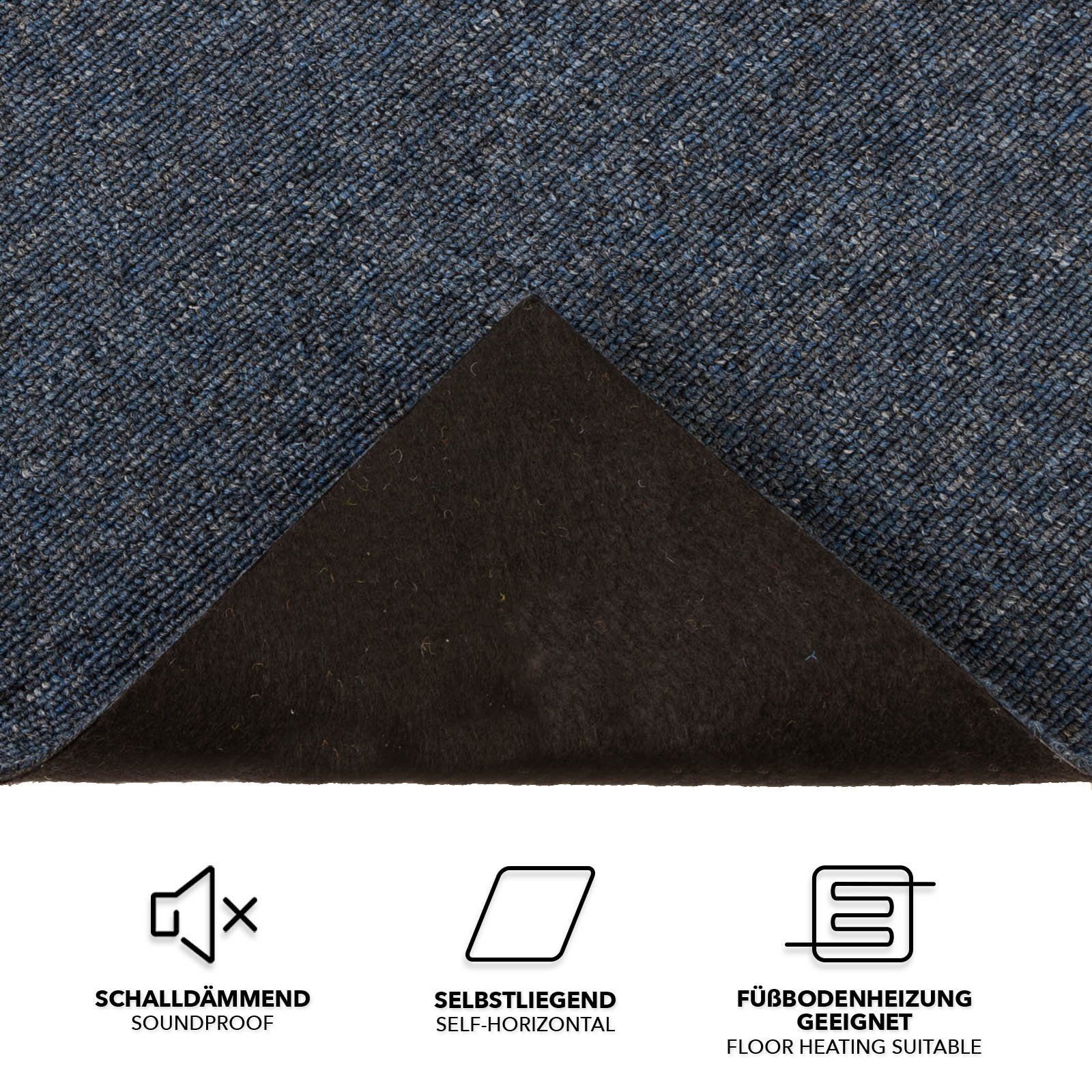 Karat Teppichfliese Moscow, Bodenschutz, Erhältlich in 4 Farben, 50 x 50 cm, Quadratisch, Höhe: 5.5 mm, Selbstliegend