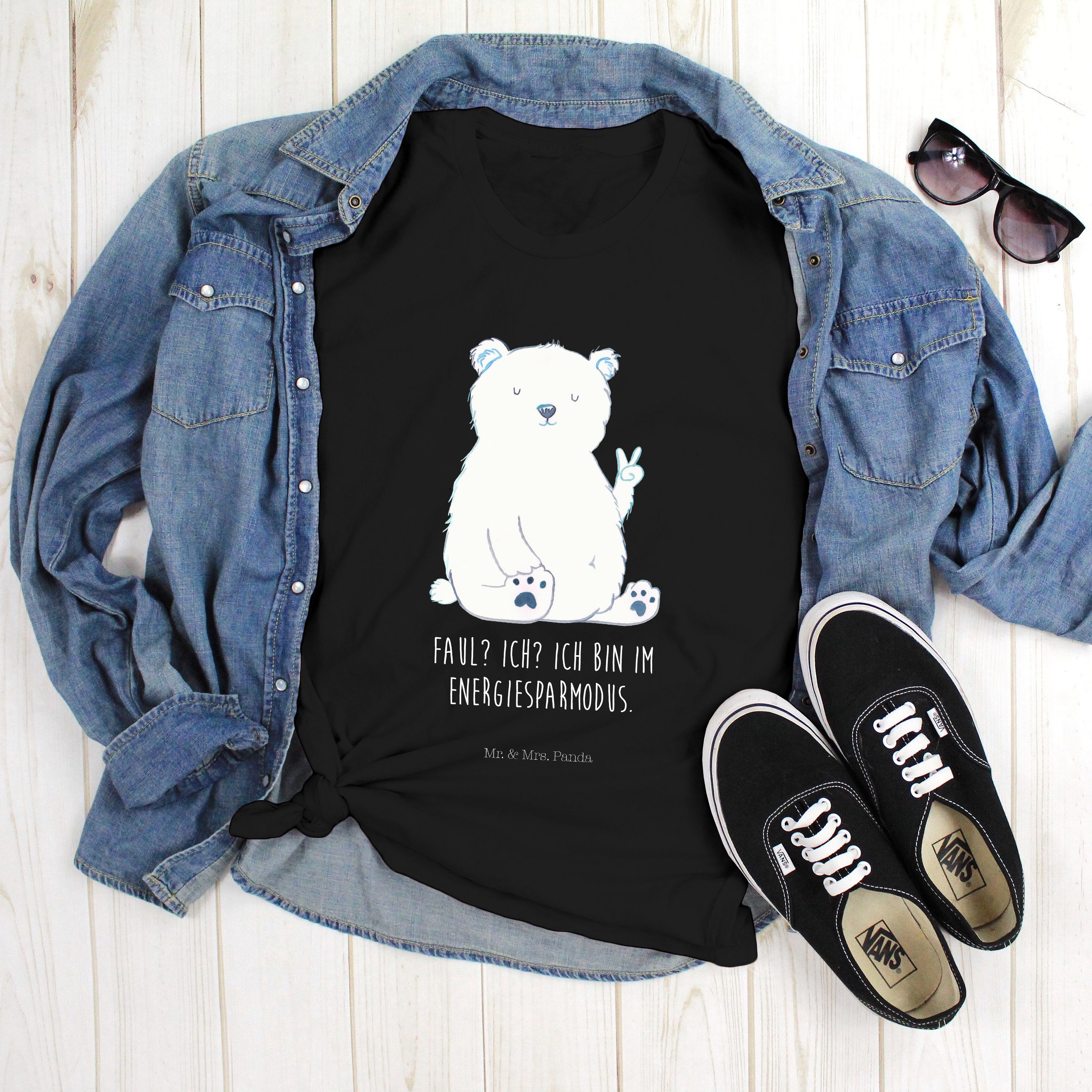 (1-tlg) Relaxen, Geschenk, Ho T-Shirt Eisbär & - Faul Panda Mr. Teddy, Shirt, Mrs. - Schwarz Teddybär,