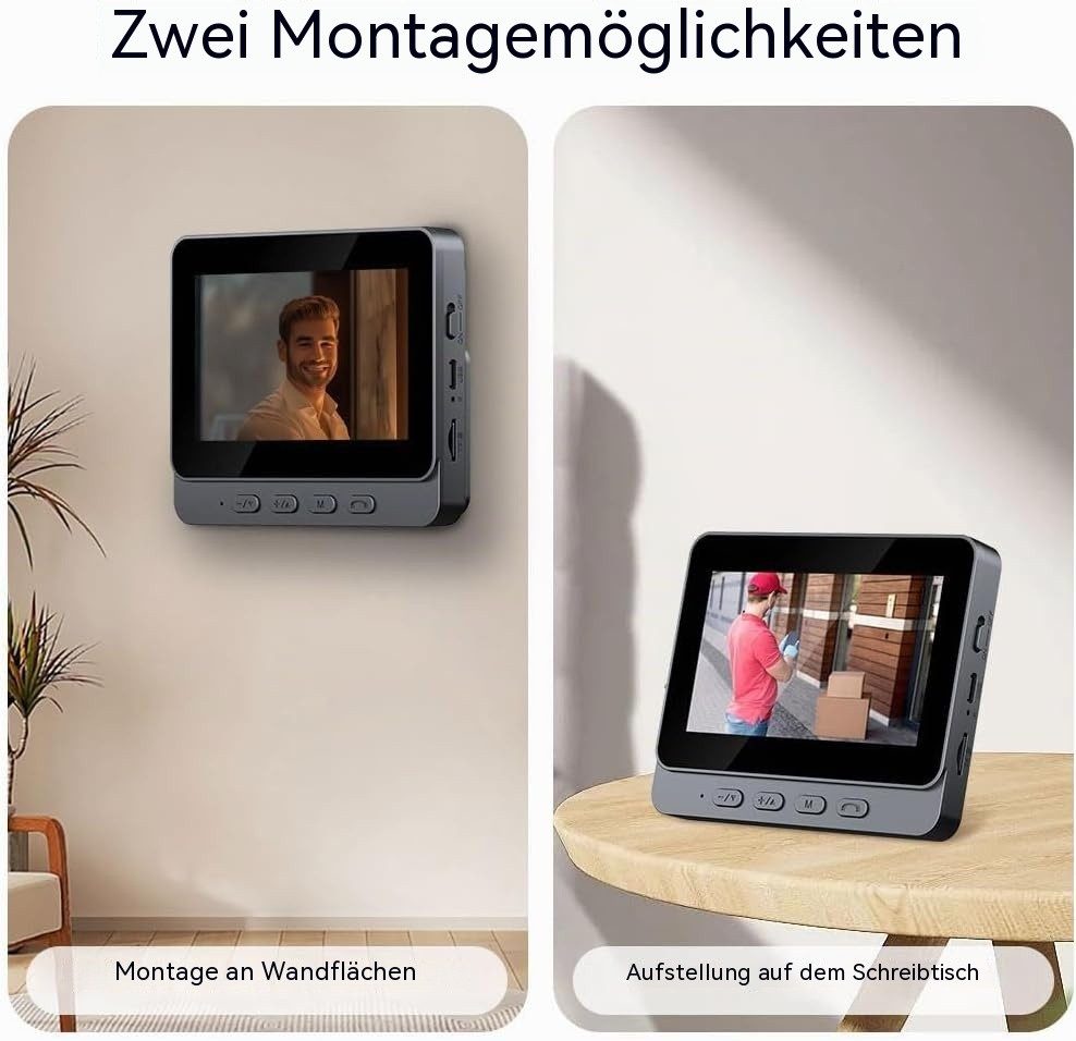 Topcony Überwachungskamera Video-Türsprechanlage Videotürklingel Video Doorbell 4,3 Zoll kabellos (Außen, Innen, Türklingel-Kamera, kabellos, mit Monitor, Video – Bild 5 von 5