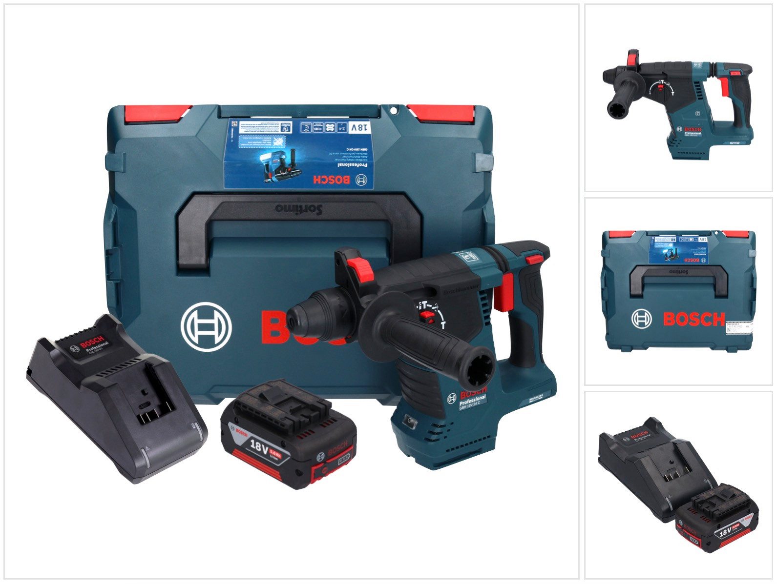 Bosch Professional Akku-Bohrhammer GBH 18V-24 C Professional Akku Bohrhammer 18 V 2,4 J Brushless SDS pl