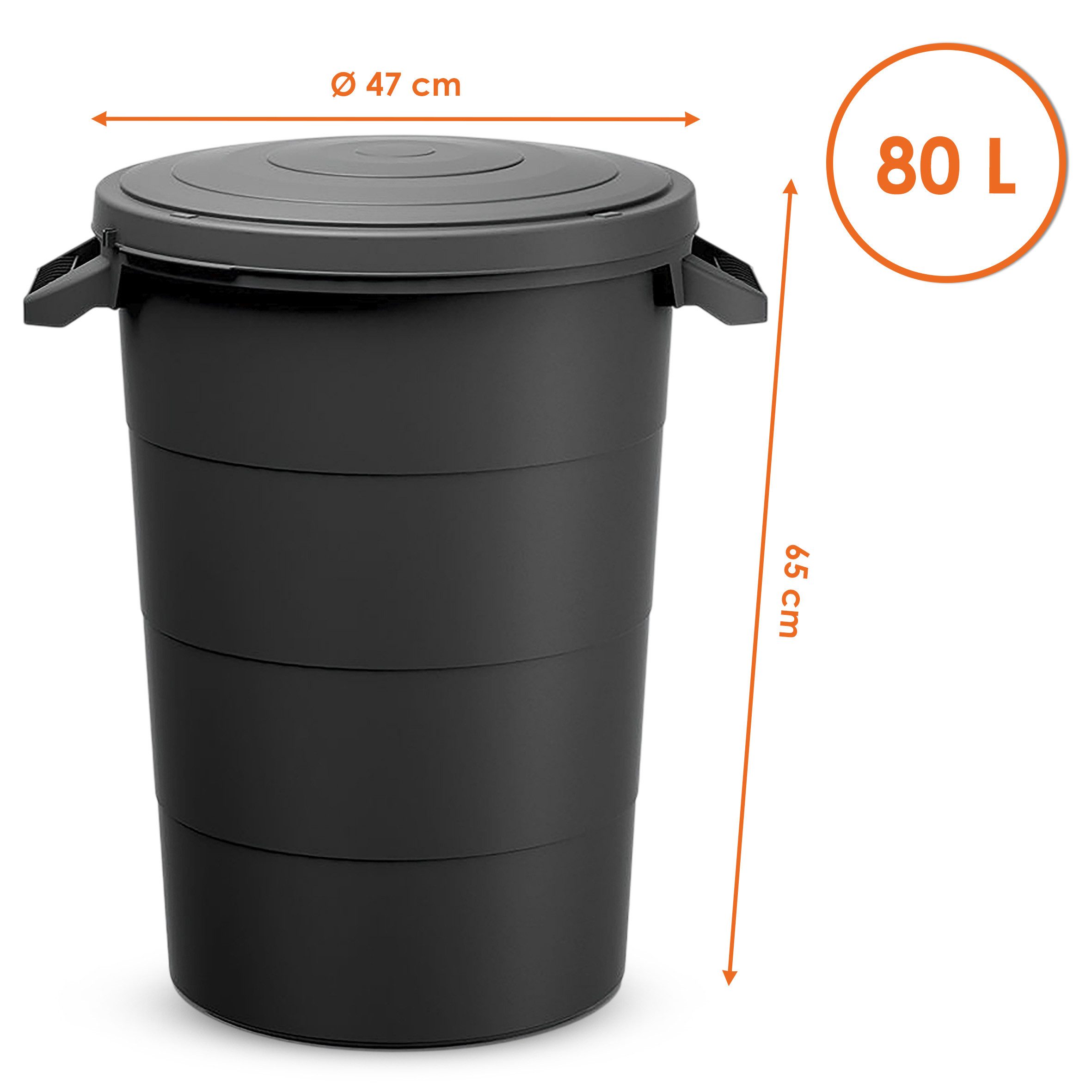 Spetebo Regentonne Regentonne 80 Liter mit Deckel - anthrazit, 80.00 l, (Packung, 1-tlg., mit Tragegriffen), Universal Kunststoff Garten Tonne