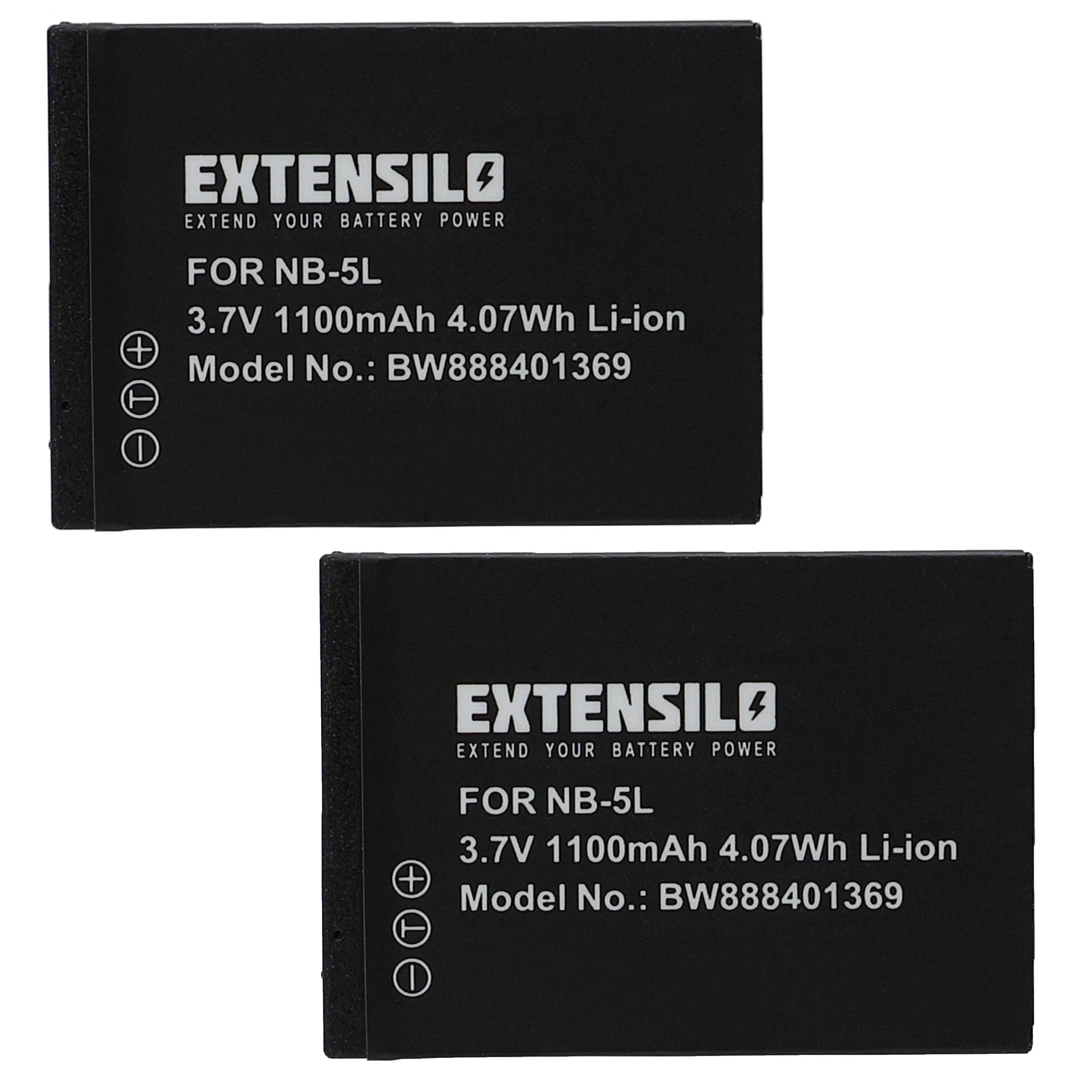 Extensilo passend für Canon Digital Ixus 850 is, 900 TI, 960 is, 860is, 90is, Kamera-Akku 1100 mAh