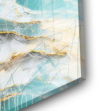 DOTCOMCANVAS® Acrylglasbild Ocean Tsunami - Acrylglas, Acrylglasbild Abstrakte Kunst moderne Kunst hochkant gold türkis