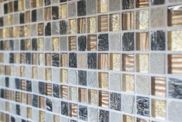 Mosani Mosaikfliesen Naturstein Rustikal Quarzit Mosaikfliese Glasmosaik Resin gold
