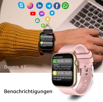 Deunis Fur Damen Herren mit Telefonfunktion Smartwatch (1,85 Zoll, Android iOS), Mit Fitness Tracker, Schlafmonitor, Schrittzähler, Armband Sportuhr