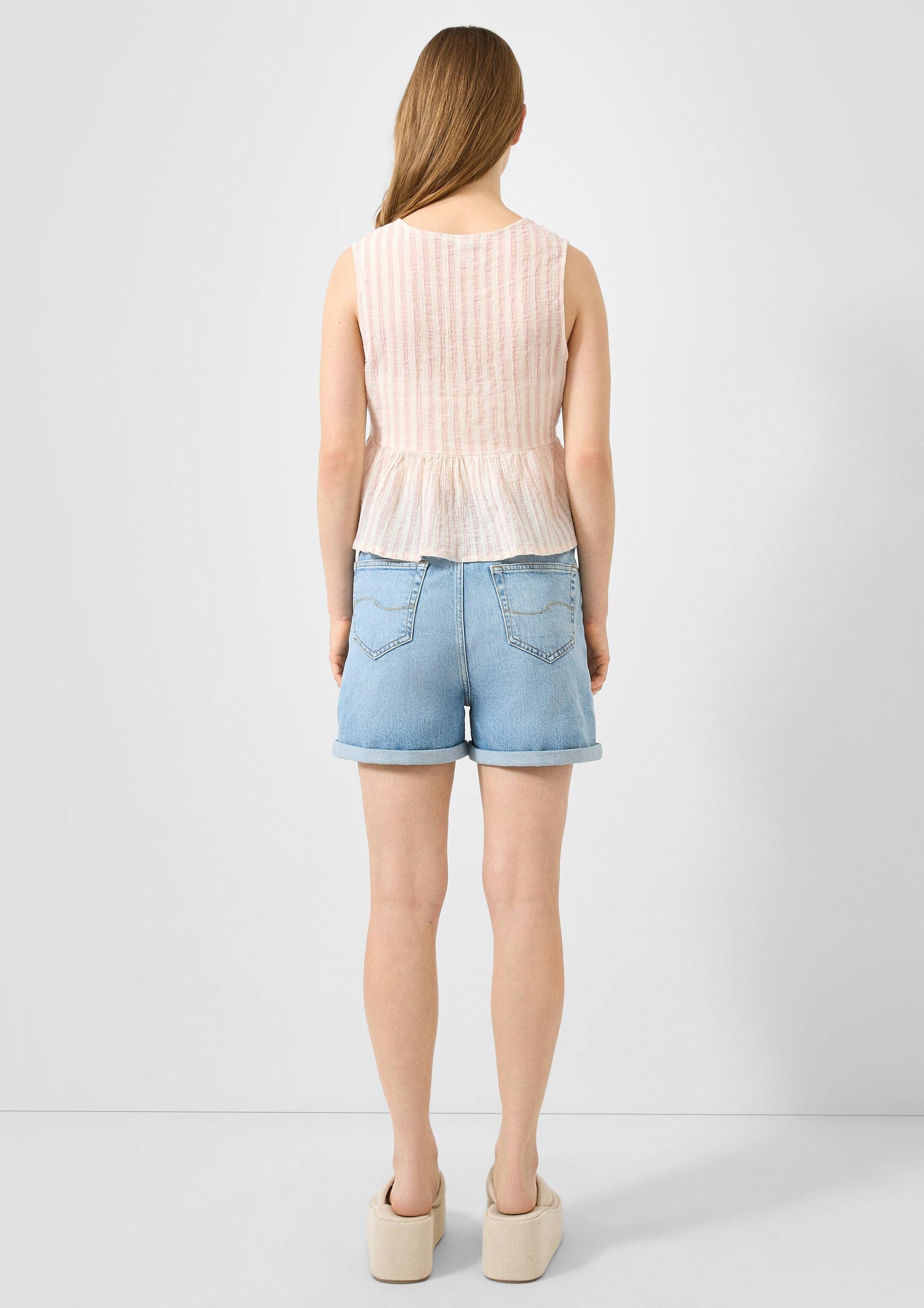 QS Blusentop Bluse Streifentop aus Baumwolle mit Bindedetail