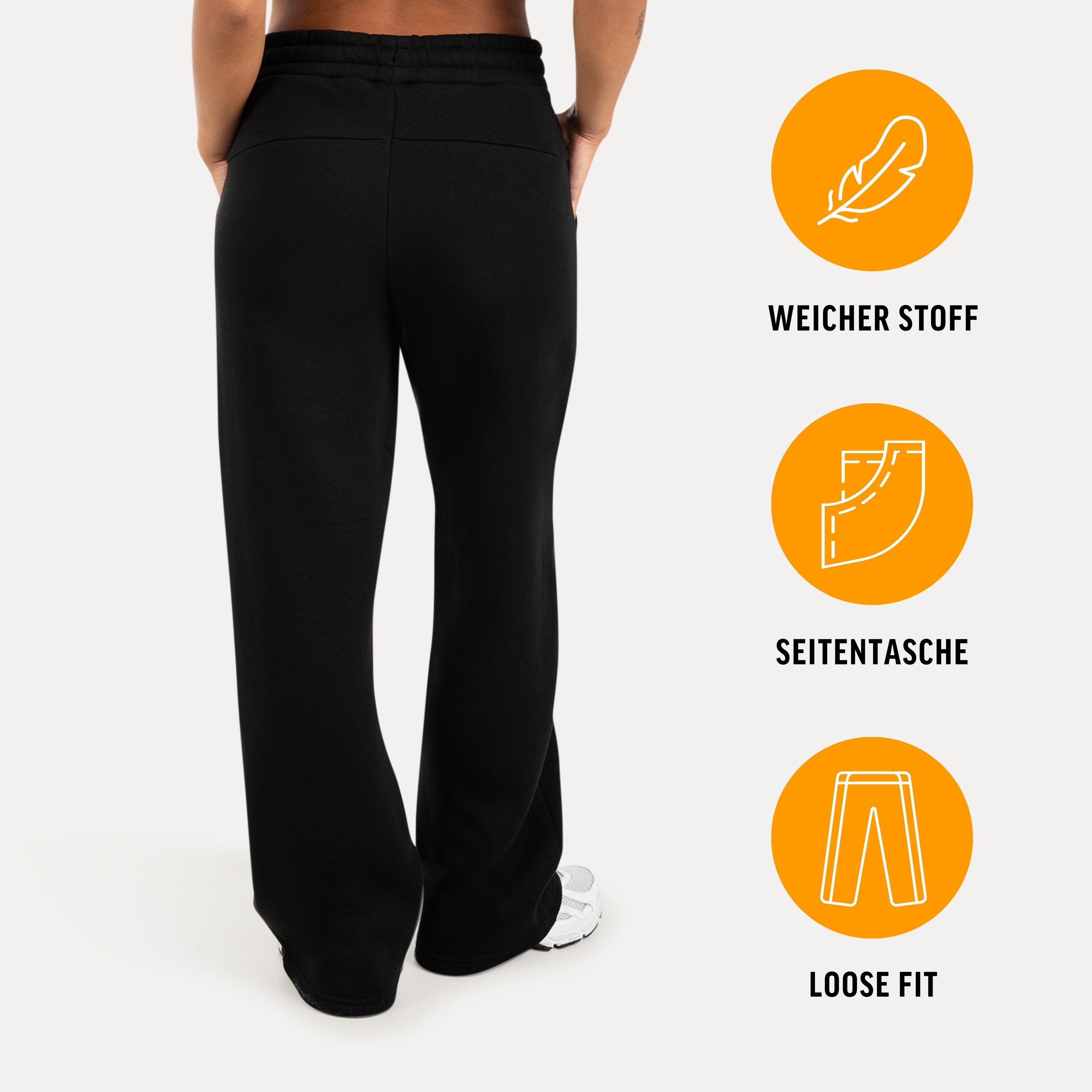 Smilodox Jogginghose Finy Jogger Damen, Loose Fit, Wide Leg, Baumwolle, für Gym & Alltag Baumwollmix, Tunnelzug, elastischer Bund, weich, Komfort