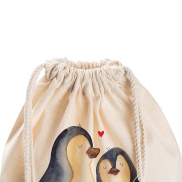 Mr. & Mrs. Panda Sporttasche Pinguin umarmen - Transparent - Geschenk, Liebe, Stoffbeutel, Hochzei (1-tlg), Umweltfreundlich