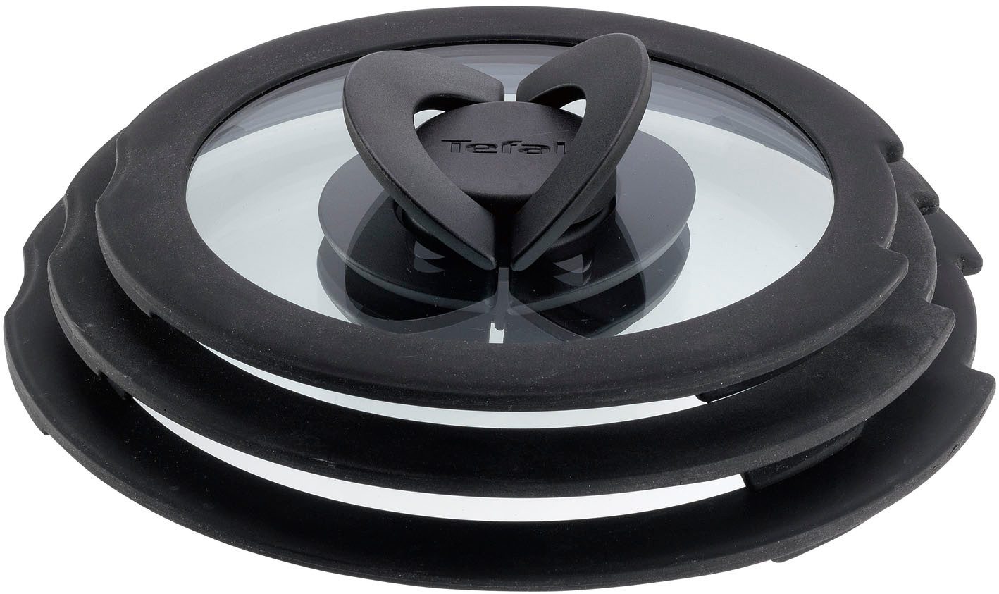 Tefal Крышки 98491 Ingenio 16/18/20 cm, (Set, 3-tlg), hervorragend für Ingenio Töpfe, Glasdeckel mit Silikonrand,Klappgriffe