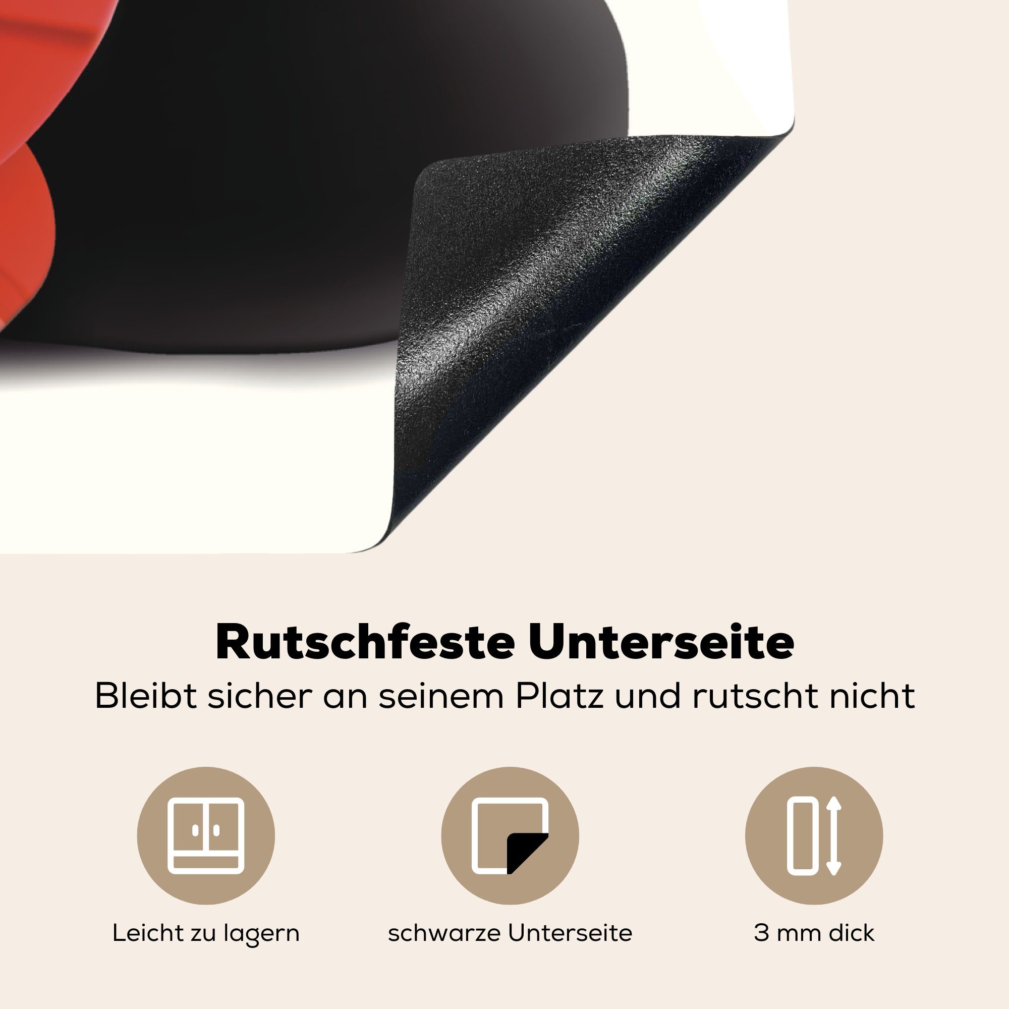 MuchoWow Herdblende-/Abdeckplatte Eine Vektor-Illustration Arbeitsplatte Vinyl, mit schwarzen, von roten einer Orchidee tlg), cm, (1 Ceranfeldabdeckung, für 78x78 küche