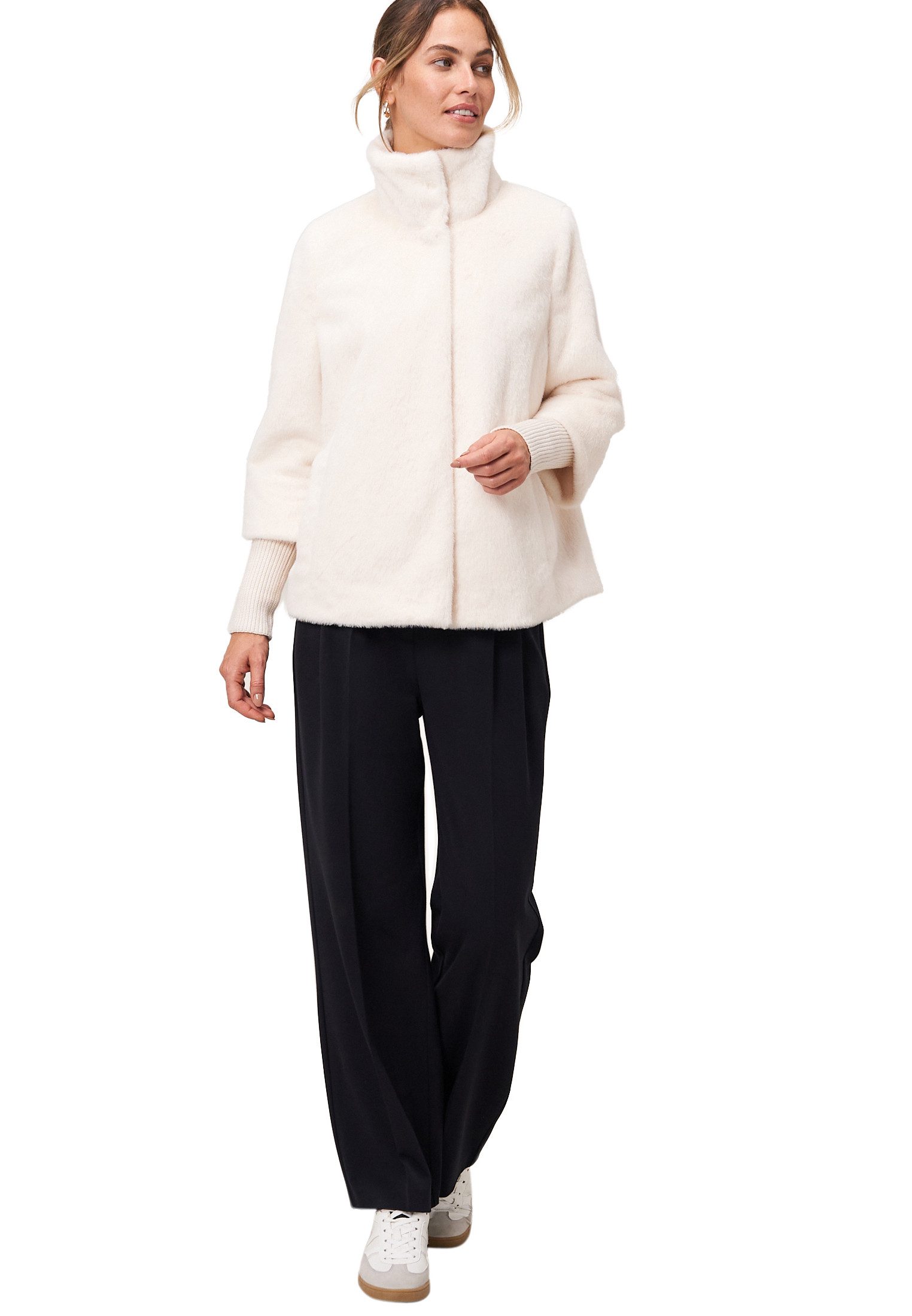 Zero Fellimitatjacke Damen mit Stehkragen