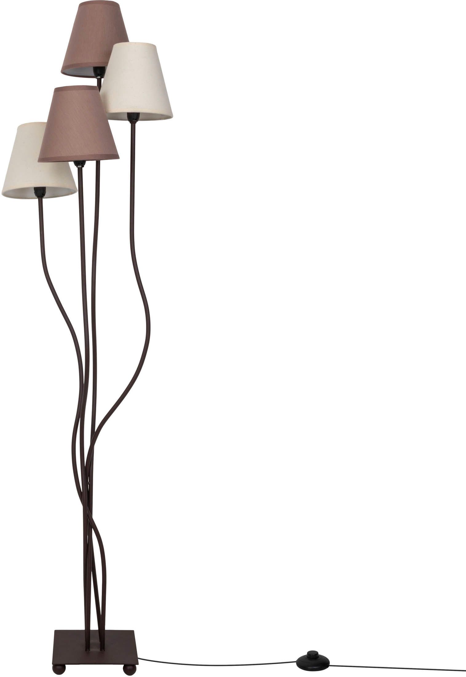 Vierflammige Textil-Stehlampe braun und weiß günstig online kaufen