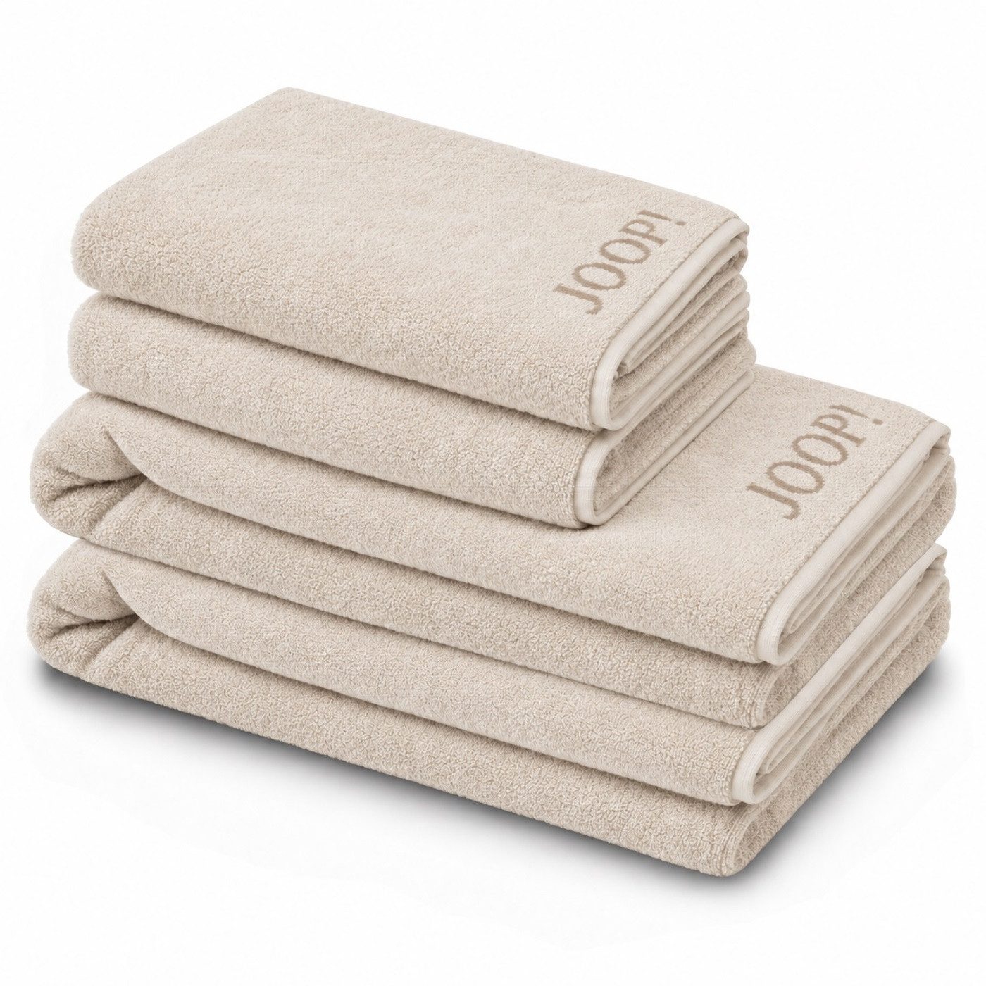 JOOP! Handtuch Set JOOP! Handtuch Duschtuch Set 4-teilig 1600-36 Classic creme beige, Walkfrottier (Spar-Set, 4-St)