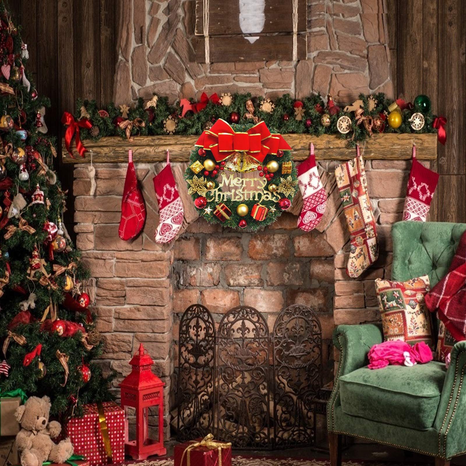 Kunstkranz Weihnachtsdeko Weihnachtskranz 30cm, Türkranz Weihnachten, Coono günstig online kaufen