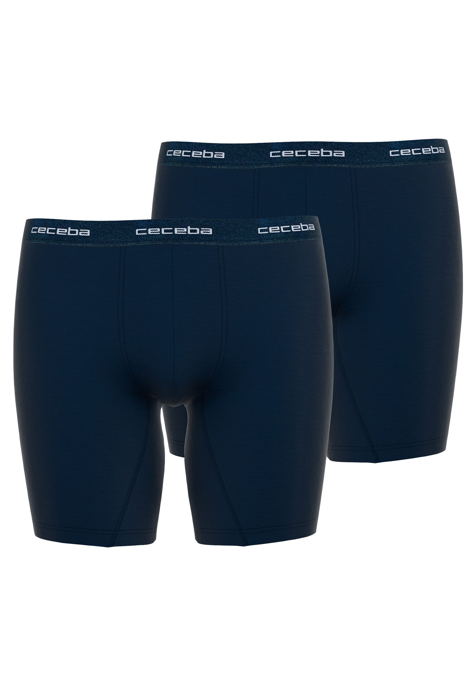CECEBA Langer Boxer CECEBA Herren Cyclist blau uni 2er Pack (2-St)