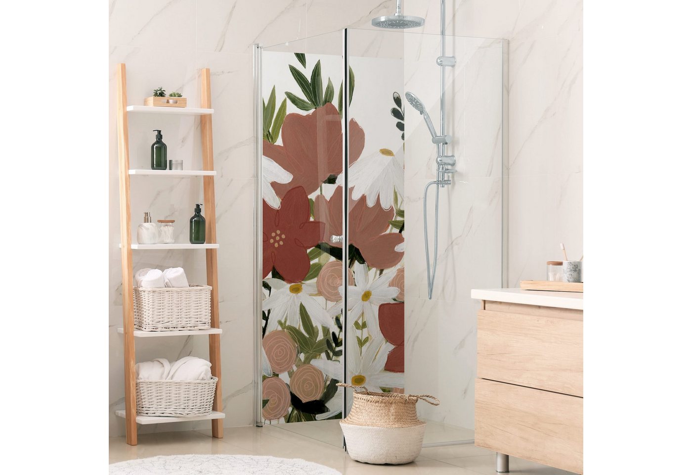 Thumbnail - Bilderdepot24 Badrückwand Blumen rot Duschrückwand ohne Bohren Dusche Motiv, (Hartfolie matt » Selbstklebend SMART 0,35 ...