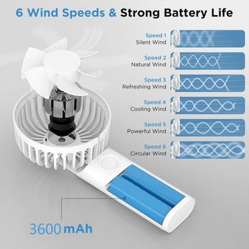 Gontence Handventilator Mini Ventilator Handventilator 3600mAh USB Tischventilator