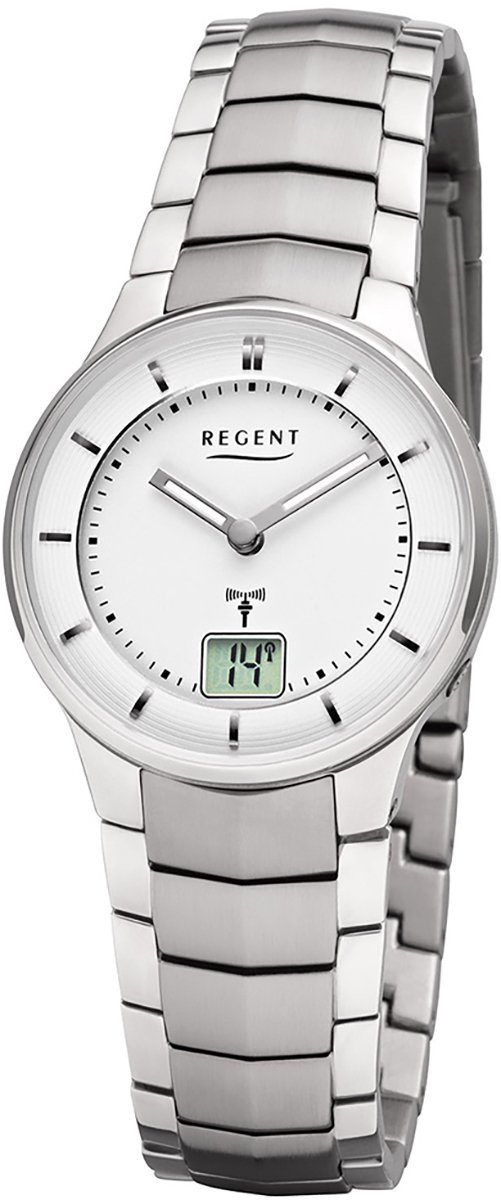Regent Funkuhr Regent Damen Uhr FR-262 Metall Funkwerk, Damen Funkuhr rund, klein (ca. 30mm), Metallarmband