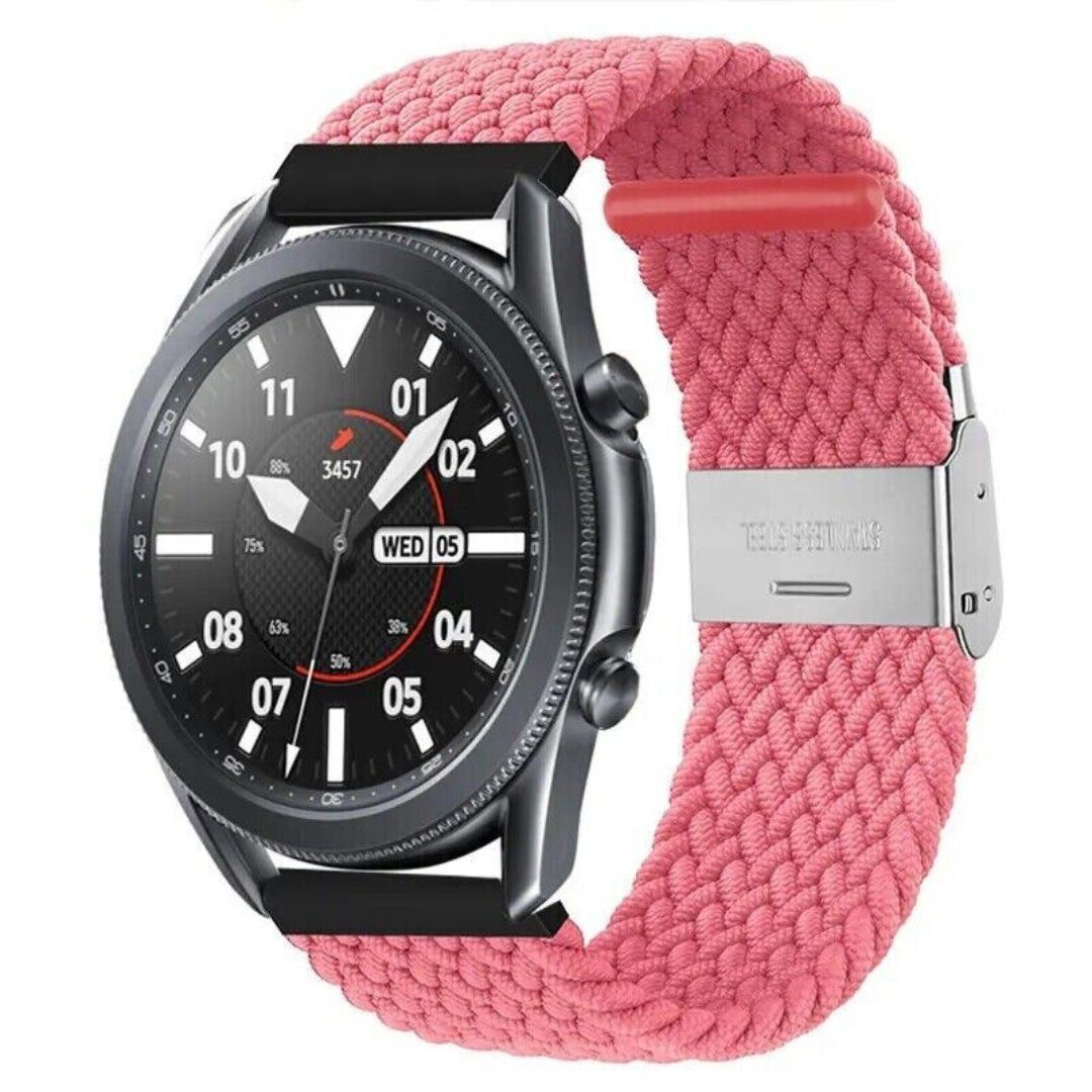 SmartUP Uhrenarmband Geflochtenes Armband für Samsung Galaxy Watch 4 5 6 Pro Gear Classic, Uhrenarmband mit verstellbaren Magnetverschluss #6 Rosa