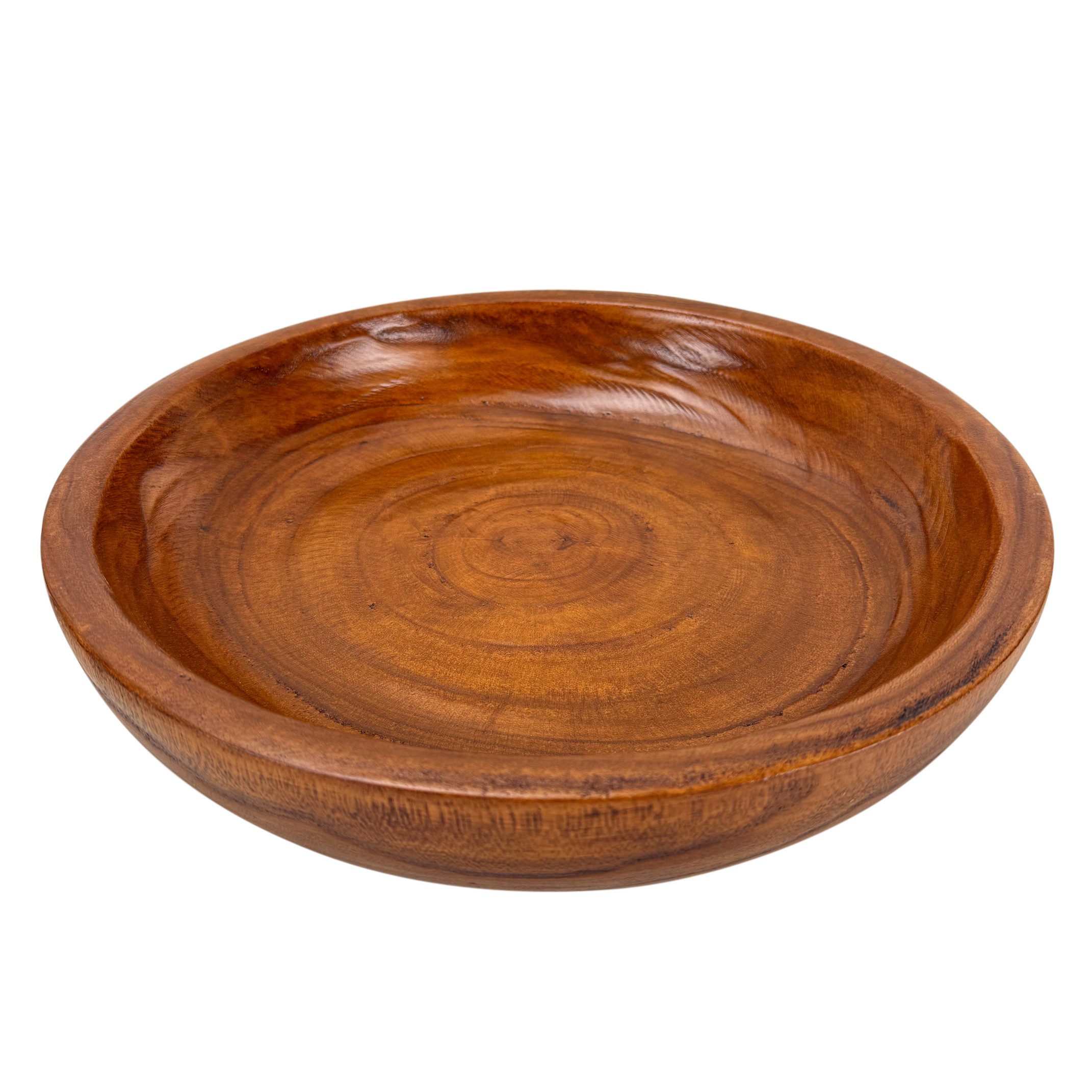 Online-Fuchs Dekoschale rund für den Tisch - Obstschale, Tablett aus Holz - 35 cm groß (aus Paulownia Holz, lebensmittelecht behandelt), natürliche Maserung mit einer warmen Holzfarbe