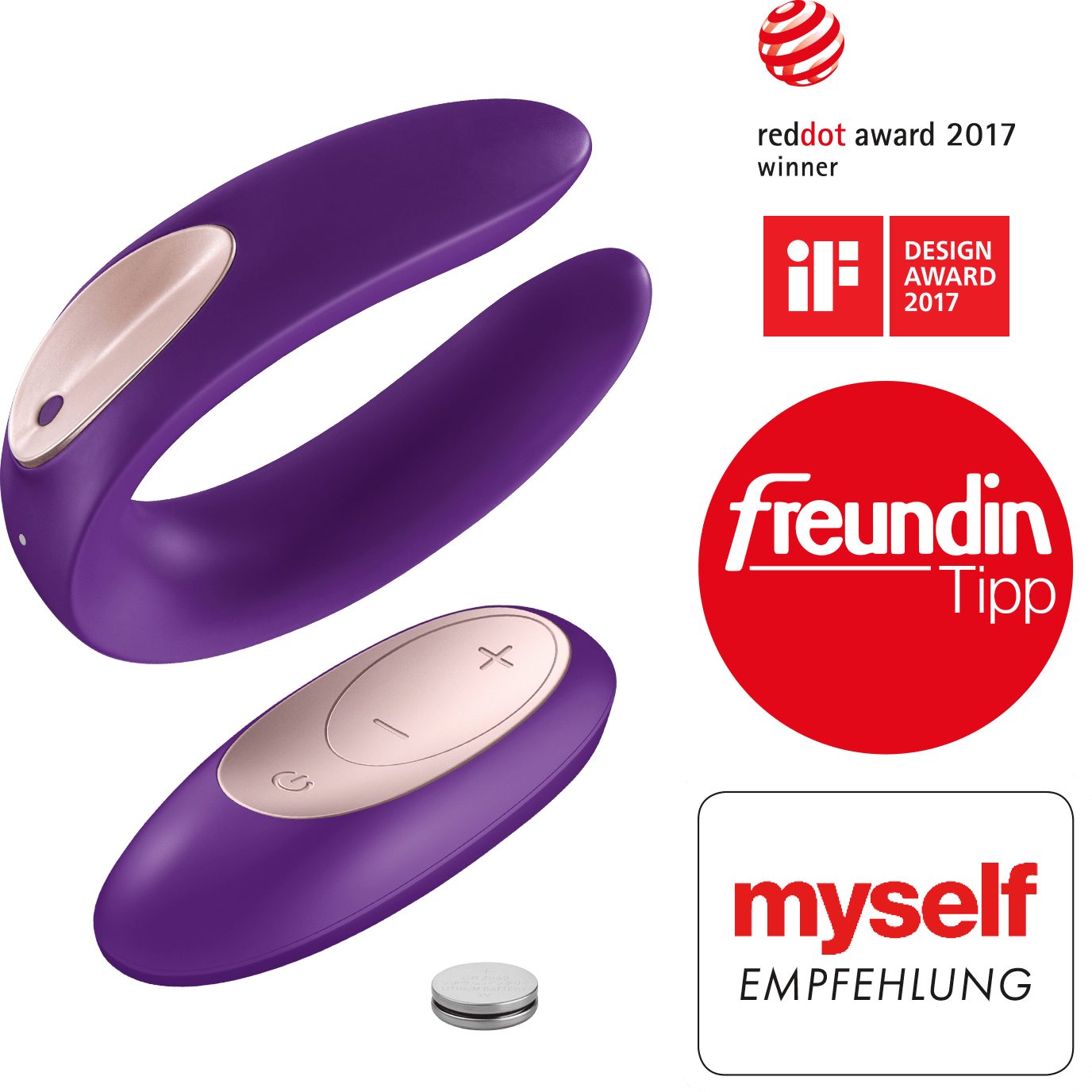 Paar-Vibrator "Double (0-tlg) Paarvibrator, wasserdicht, Remote", Satisfyer Plus Silikon, Satisfyer