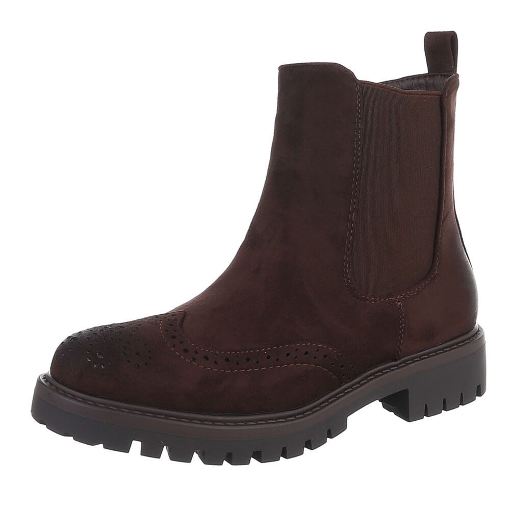 Ital-Design Chelsea Boot mit Profilsohle und Elastikeinsatz Stiefelette (92732034) Blockabsatz Chelsea Boots in Braun