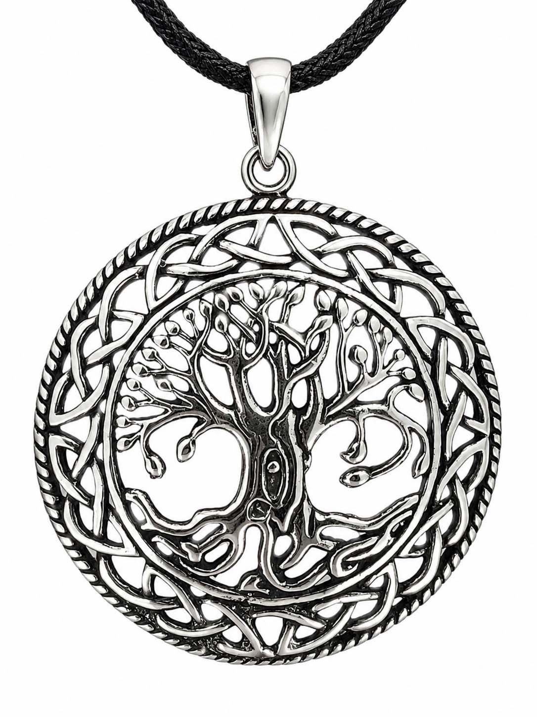 Kiss of Leather Kettenanhänger Lebensbaum Yggdrasil Weltenbaum Lebens Baum, 925 Silber (Sterlingsilber)