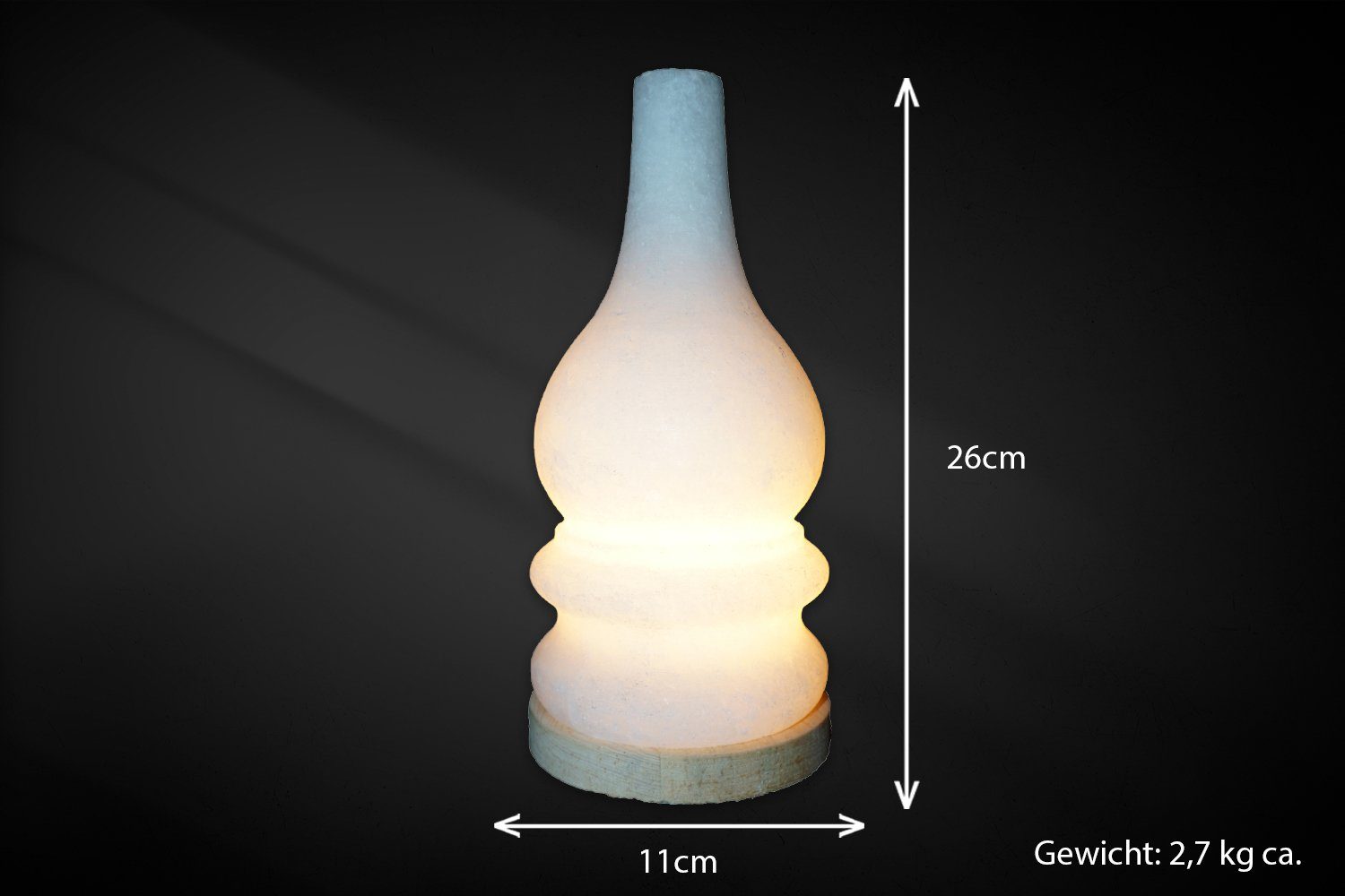 Holzbeinen Kabel Salzkristall-Tischlampe und Natursalzlampe inkl., cm in Salzlampe, Glühbirnen 140 auf - Tischleuchte Nachtlicht SoftBowl Gelb,
