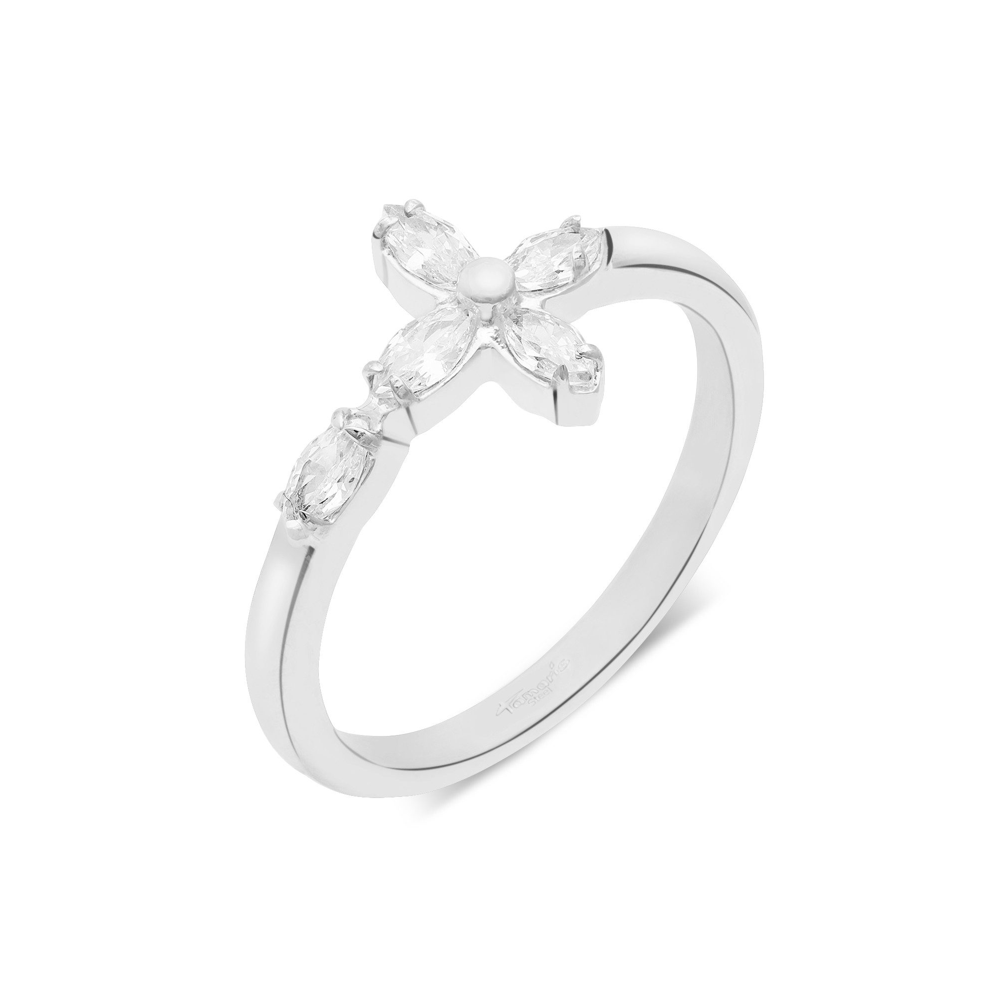 Tamaris Fingerring Cross, Kreuz-Design, mit Zirkonia (synth)