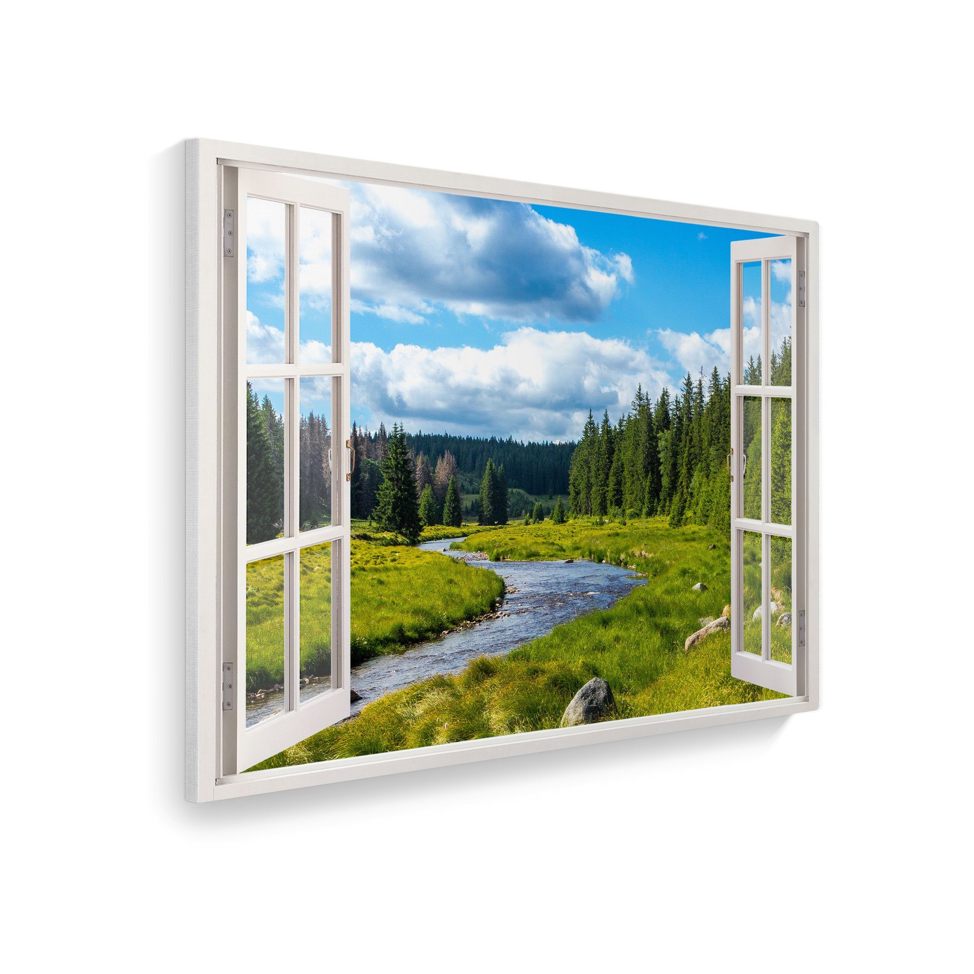 WallSpirit Leinwandbild "Fenster mit Aussicht", Berge günstig online kaufen