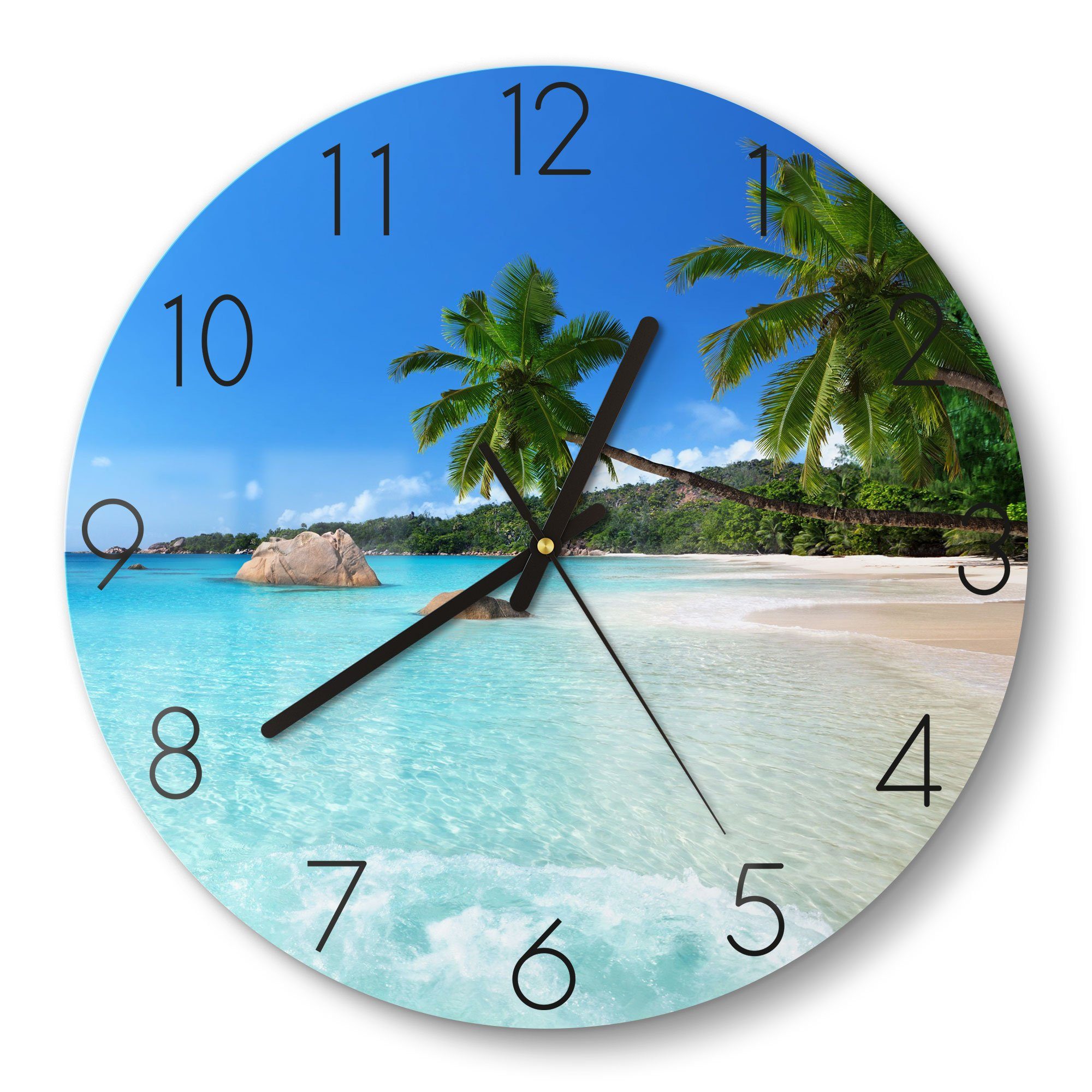 DEQORI Wanduhr 'Bilderbuchstrand' (Glas Glasuhr modern günstig online kaufen