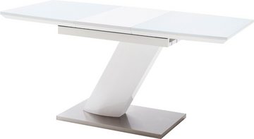 MCA furniture Esstisch Galina, Bootsform in weiß mit Synchronauszug vormontiert, Sicherheitsglas
