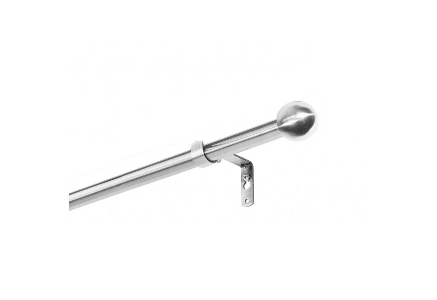 SN DECO GROUP Gardinenstange Kugel 1-läufig, inkl. Zubehör, Fixmaß, Ø 16 mm, Stahl, Komplettset mit Endstücken, Trägern, Ringen und Faltenleghaken