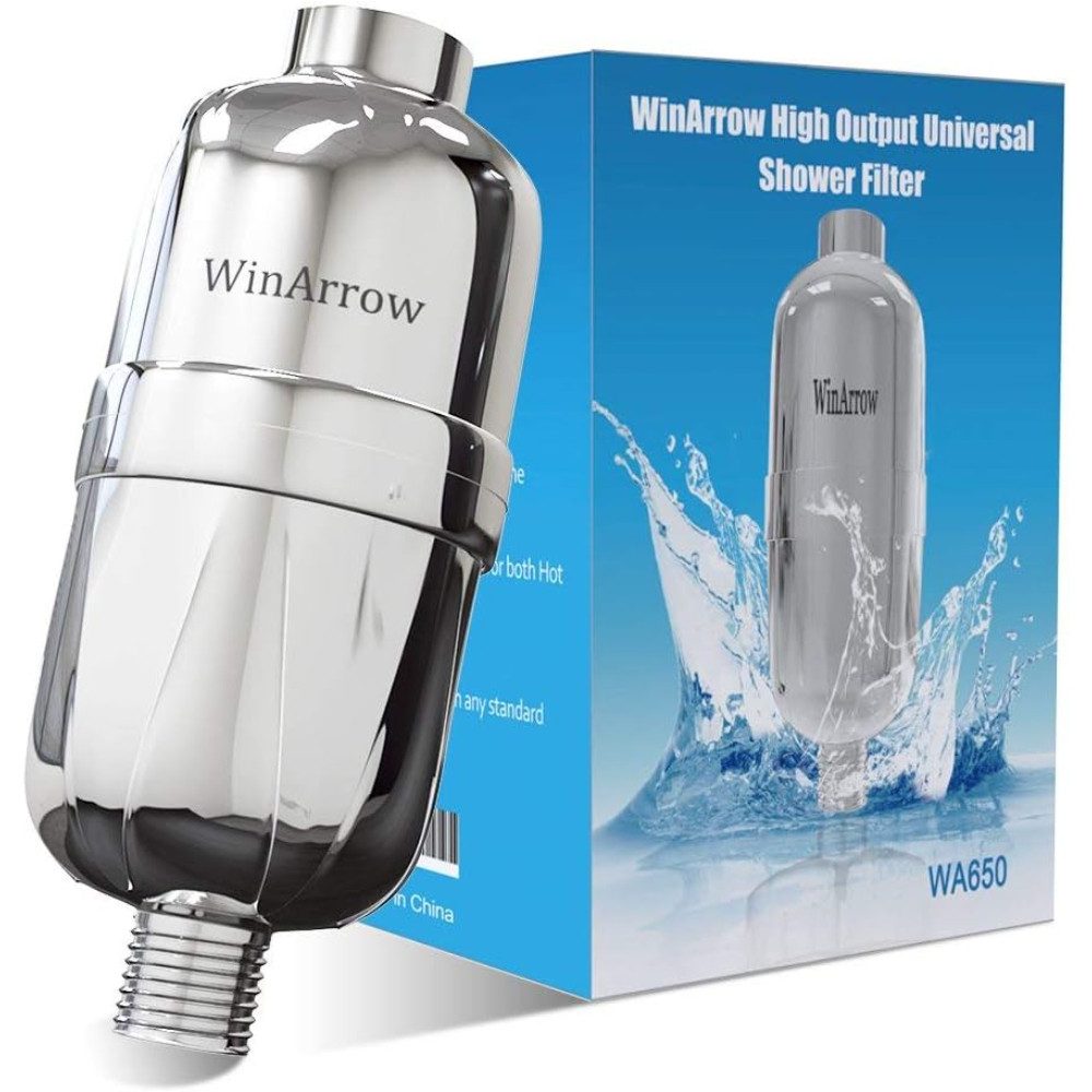 WinArrow Kalk- und Wasserfilter Schlank Wasserfilter Keine Ungültige Schichten Austauschbar, Zubehör für Duschsysteme mit Standardanschluss (universell), Reduzieren Chlor, Schwermetalle, Kommt Mit Teflonband