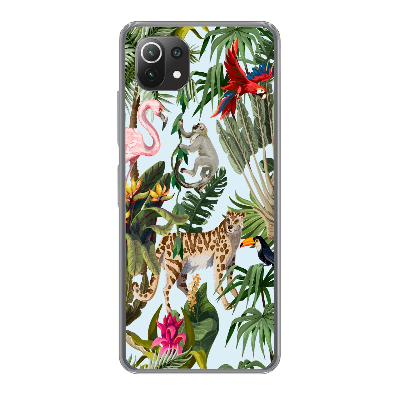 MuchoWow Handyhülle für Xiaomi Mi 11 Lite Dschungel - Tiere - Mädchen - Kinder - Jungen -, Phone Case, Silikon, Schutzhülle Dünn