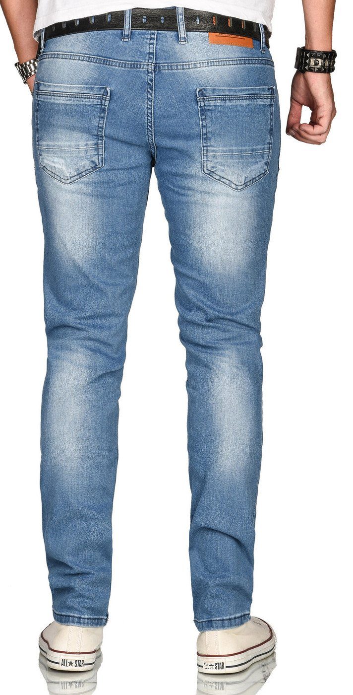 Alessandro strukturiertem Straight-Jeans ASElia fein Salvarini 2% Jeansstoff hellblau und mit Elasthan