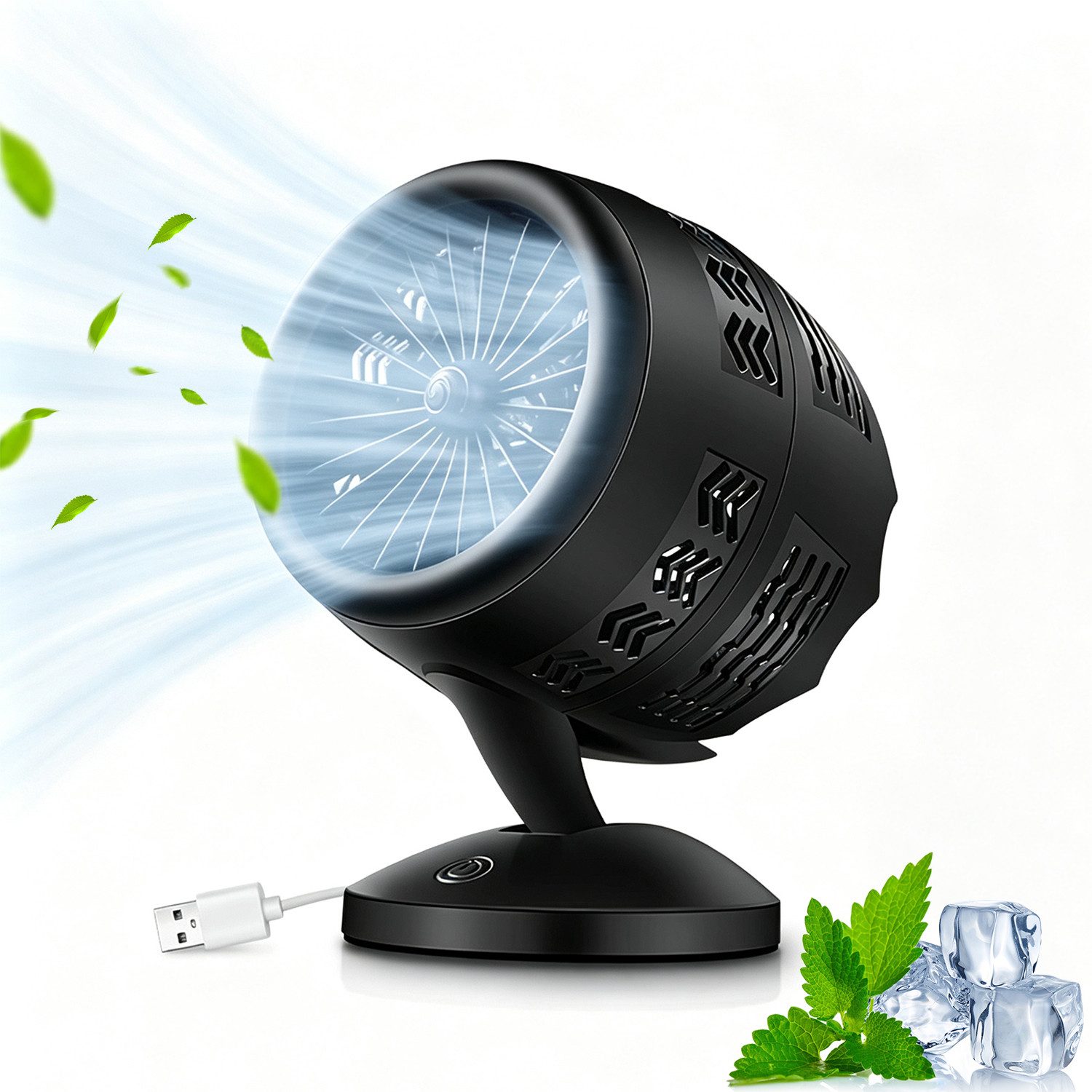 MOPUEA Tischventilator Double-Blade Tiny-Tischventilator, leise, Neigung einstellbar von 5–20°, USB aufladbar, für Hause und Büro
