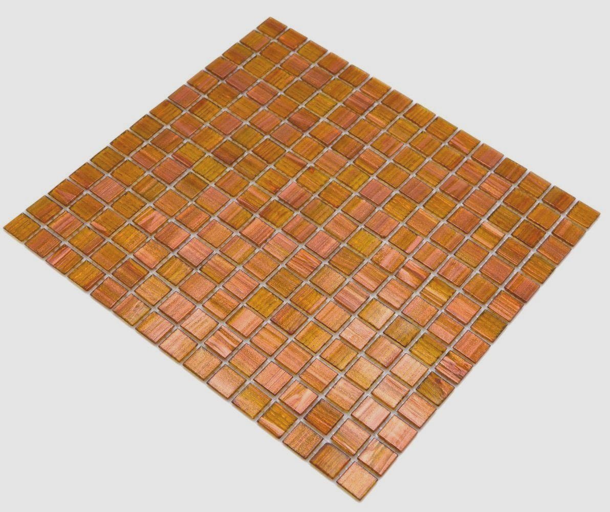 Mosani Mosaikfliesen Quadratisches Glasmosaik Mosaikfliesen hellbraun glänzend