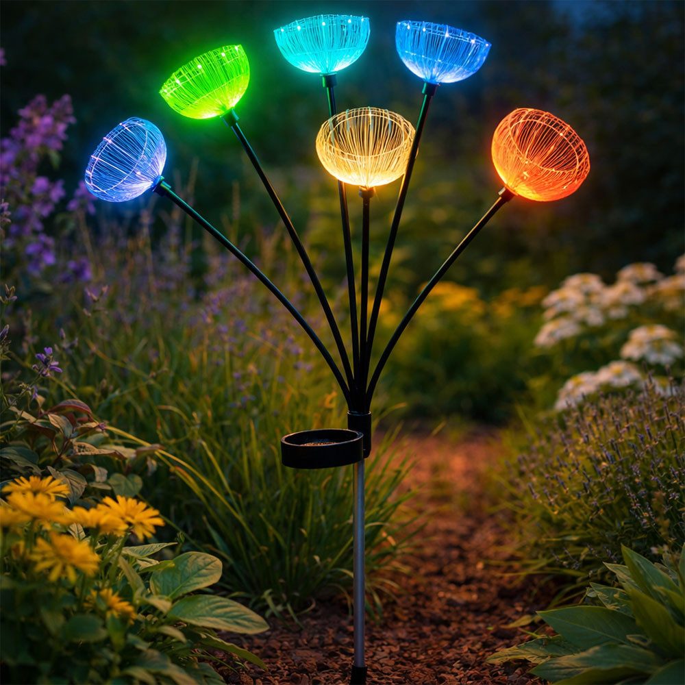 GLOBO LIGHTING LED Solarleuchte, LED-Leuchtmittel fest verbaut, Farbwechsel, Solarleuchte Garten Außen Edelstahl RGB Farbwechsler H 70 cm