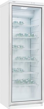 exquisit Getränkekühlschrank GKS350-1-GT-280D weiss, 173 cm hoch, 60 cm breit, 320 L Volumen, Getränkekühlschrank mit Glastür, LED