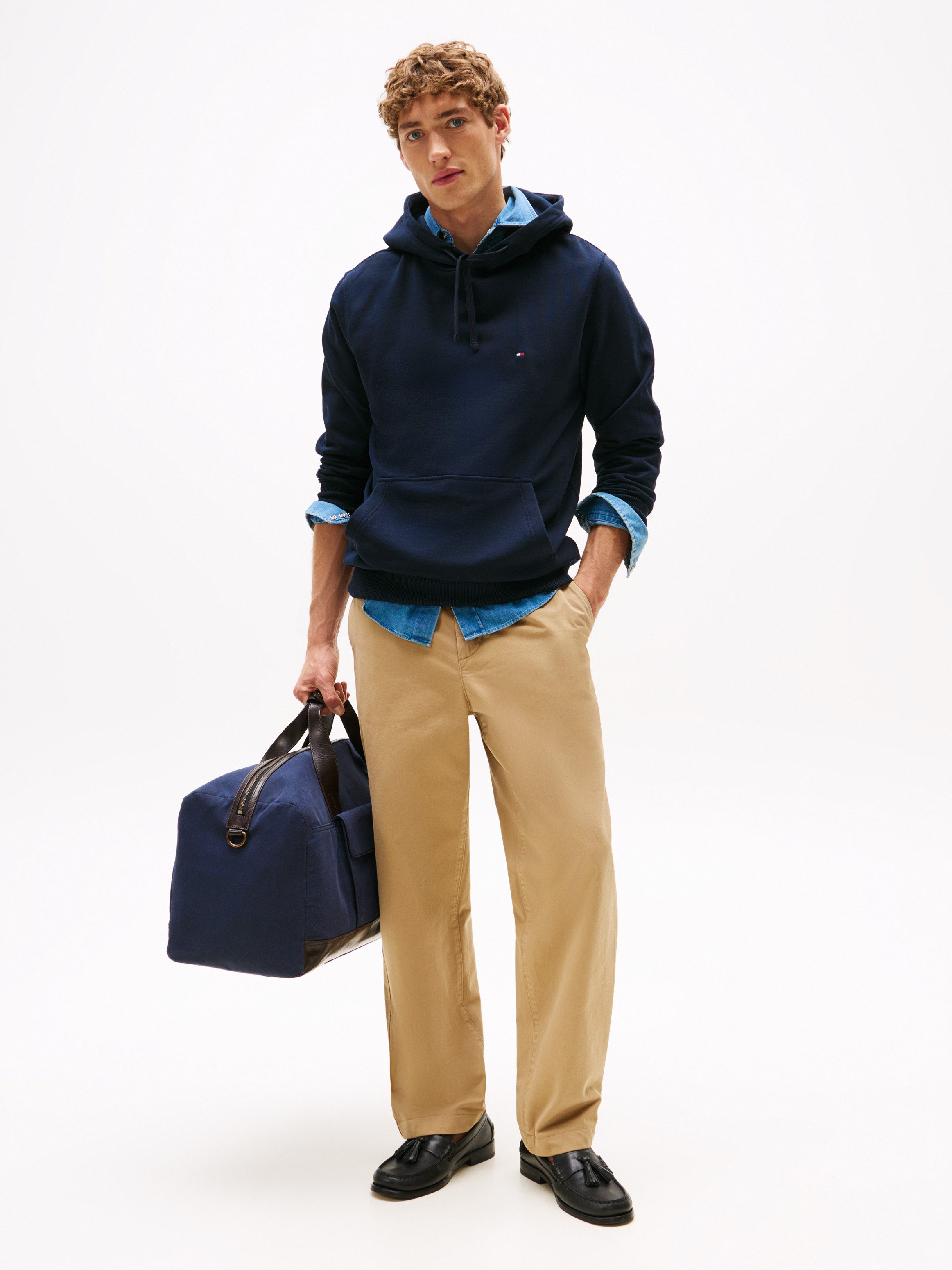 Tommy Hilfiger Hoodie ESSENTIAL TERRY mit Tunnelzug und Flag-Stickerei