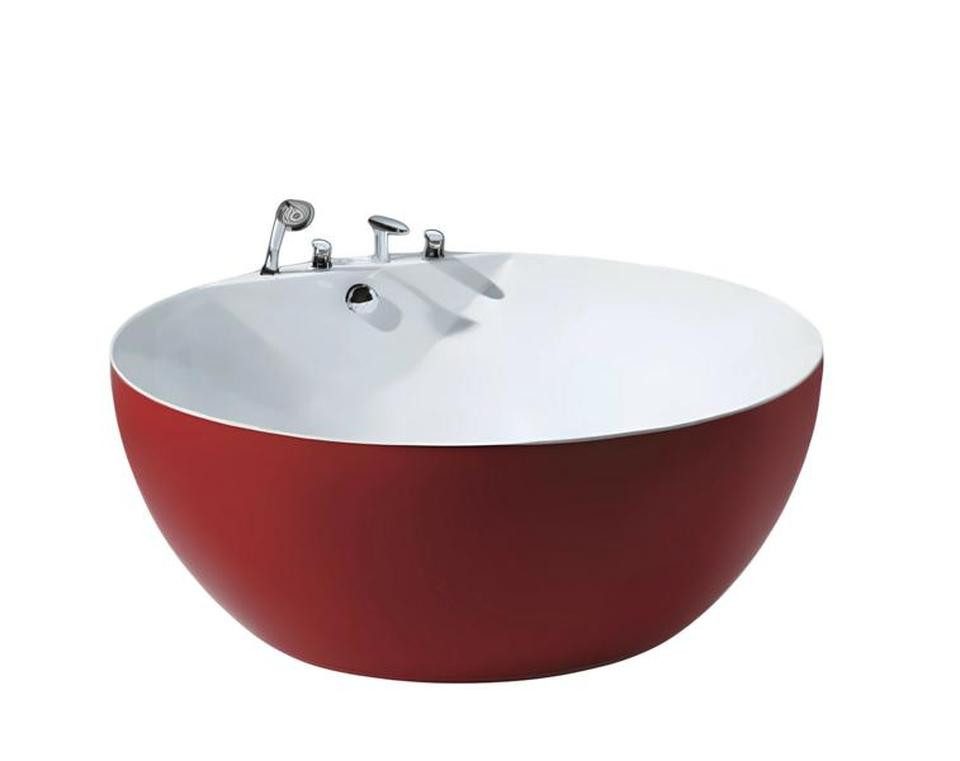 JVmoebel Badewanne Luxus Badewanne Rundwanne 160x160 cm Rot Acryl Designwanne, Made in Europe