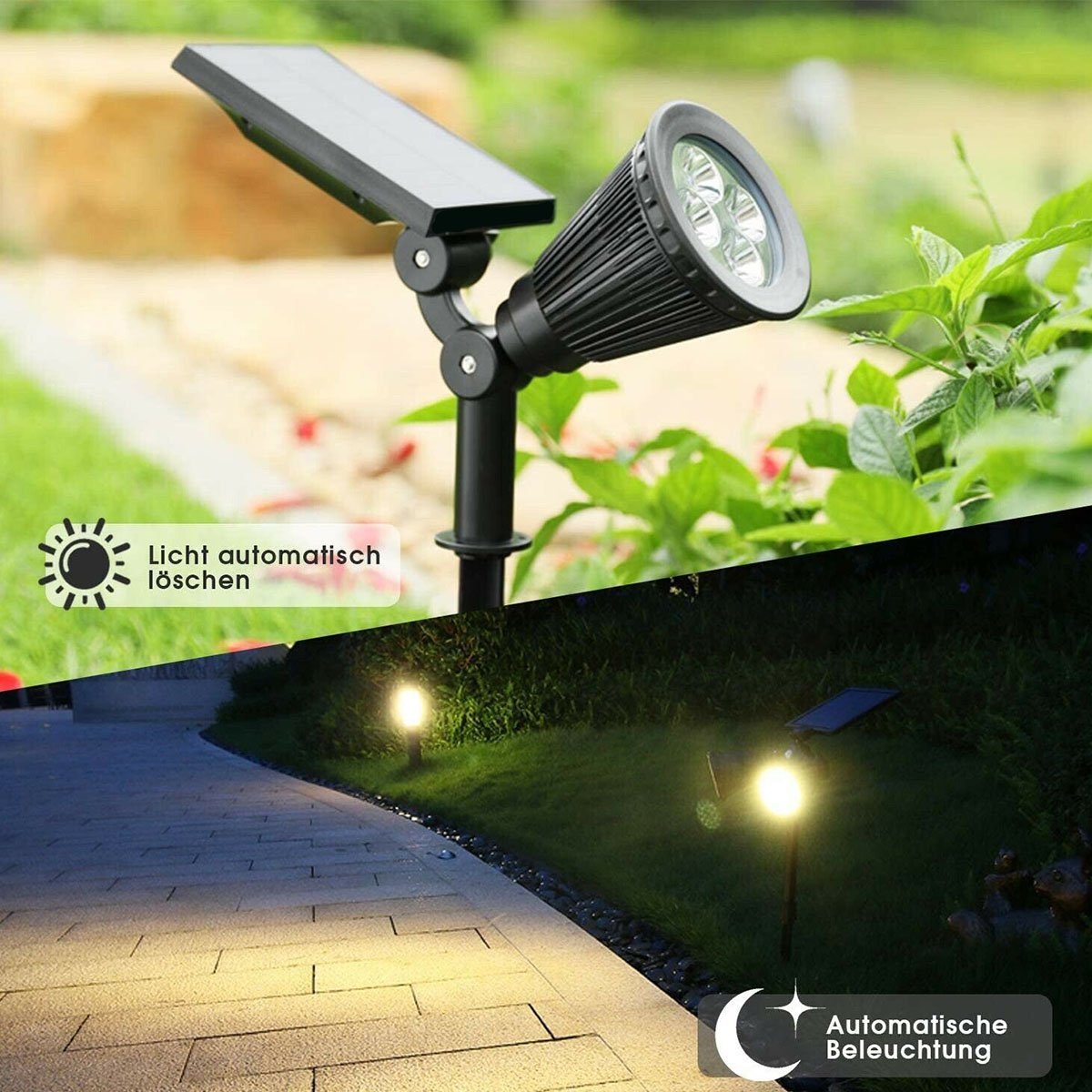 200-LM-Landschaftslampen, fest Scheinwerfer, Superhelle 180 integriert, Solarleuchte Baum, Terrasse, oyajia -Winkel ° LED 4LEDs Wand, für Solarleuchte Poolbereich LED Deck, Scheinwerfer einstellbar 4x Warmweißes