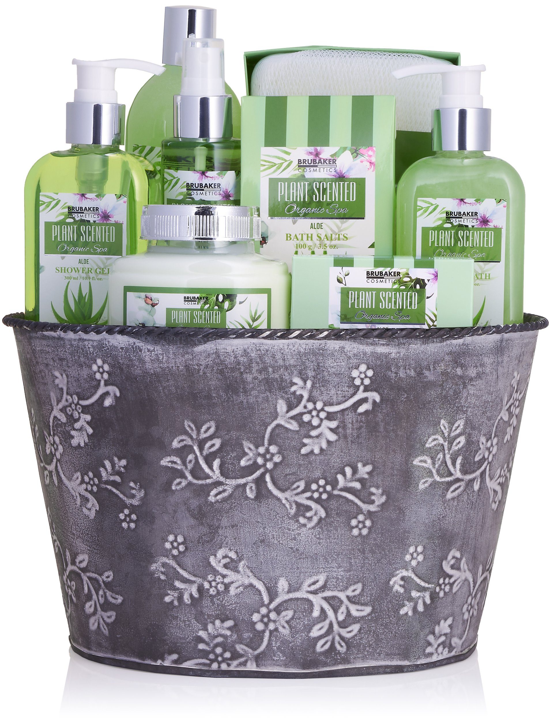 Damen Pflegeset, Aloe Beauty 9-tlg., Badeset und Geschenk Pflanzkübel, Set Vintage Frauen mit Vera im Dusch- Wellness Geschenkset Duft, Hautreinigungs-Set BRUBAKER