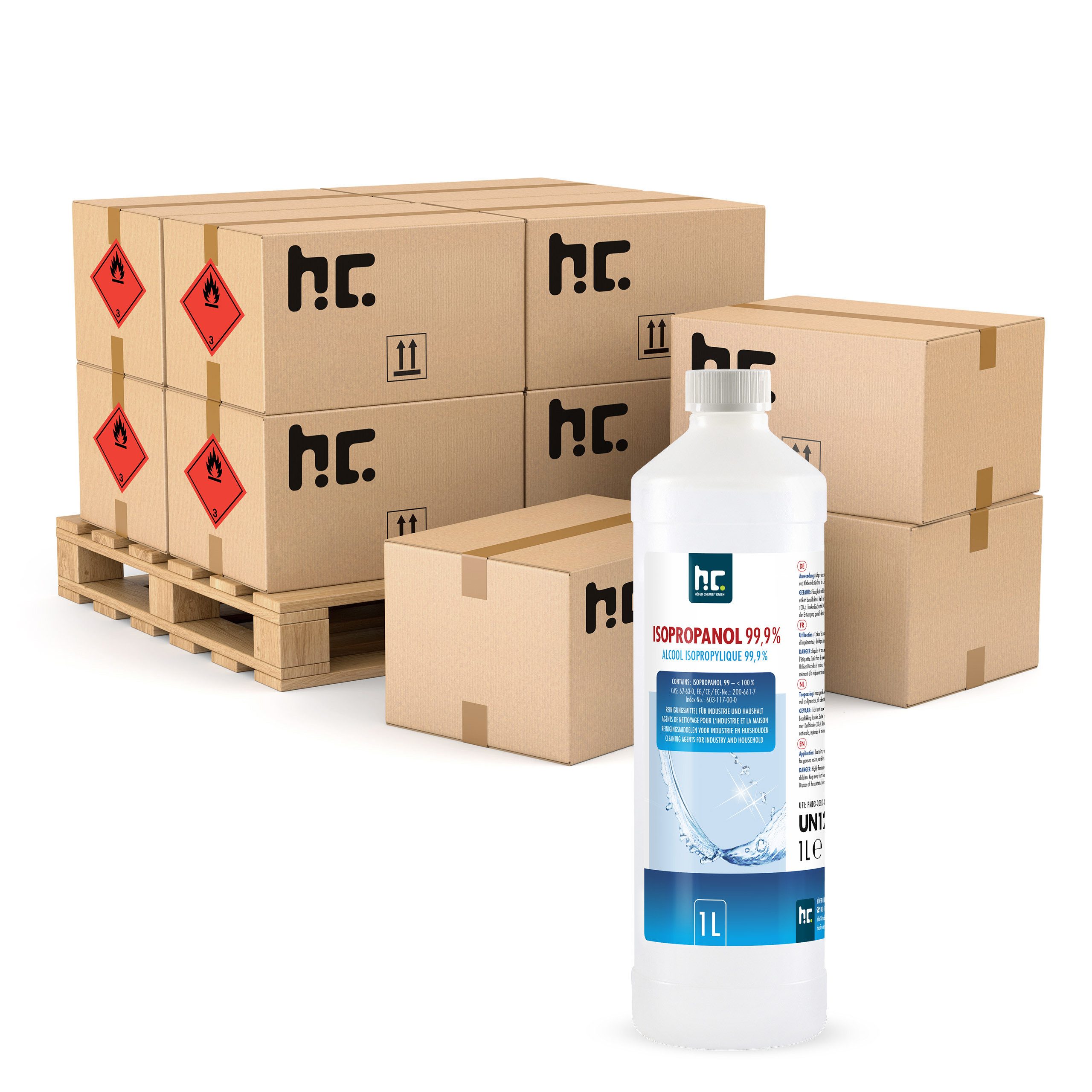 Höfer Chemie GmbH 540x 1 L Isopropanol 99,9% in 1 Liter Flaschen Grundreiniger (Reinigt und entfettet zuverlässig)