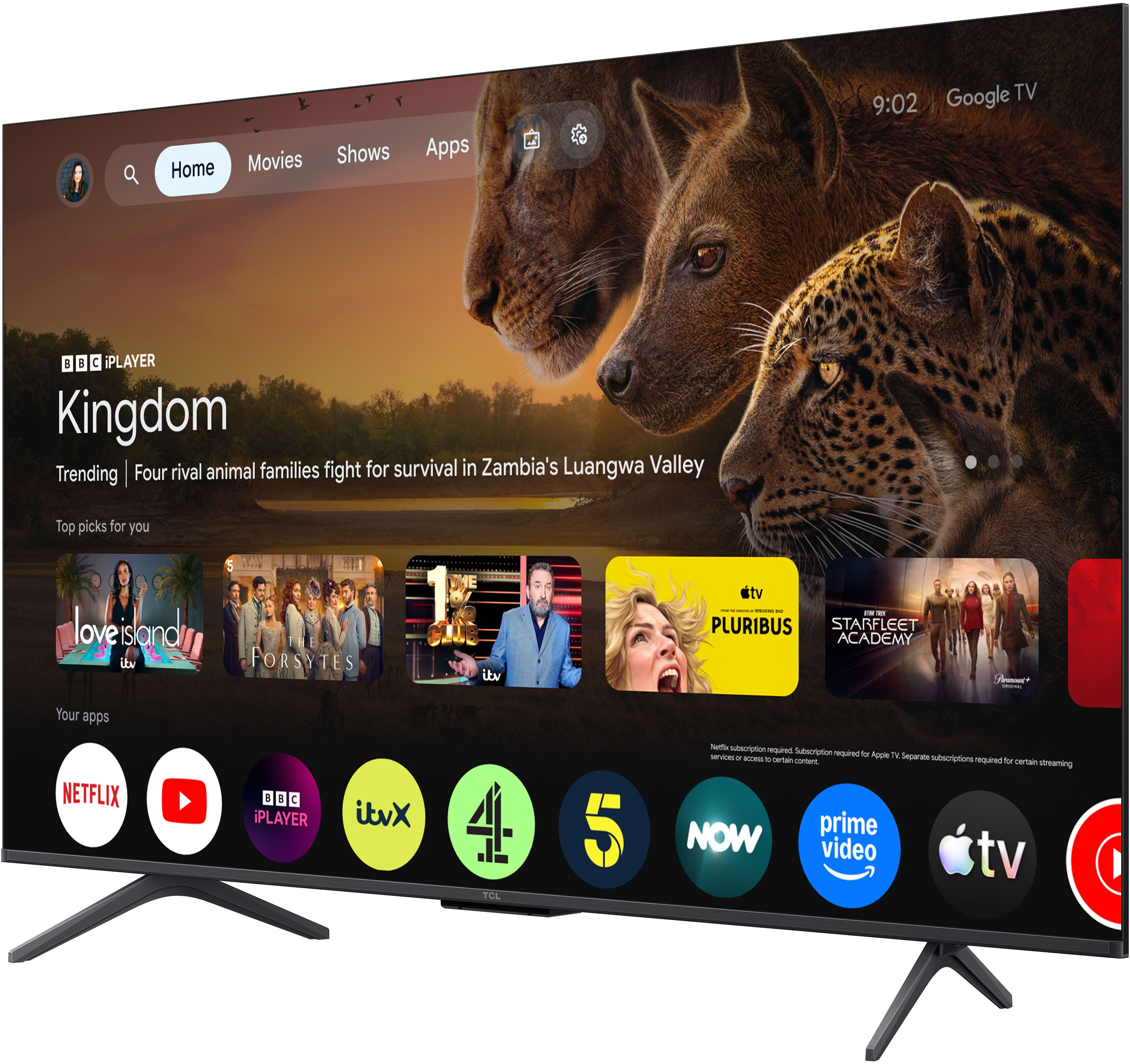 TCL 55T8D Mini-LED-Fernseher (139 cm/55 Zoll, 4K Ultra HD, Smart-TV, Google TV, QD-Mini LED, AiPQ Pro Prozessor, 144Hz, ONKYO 2.1, Apple AirPlay 2)