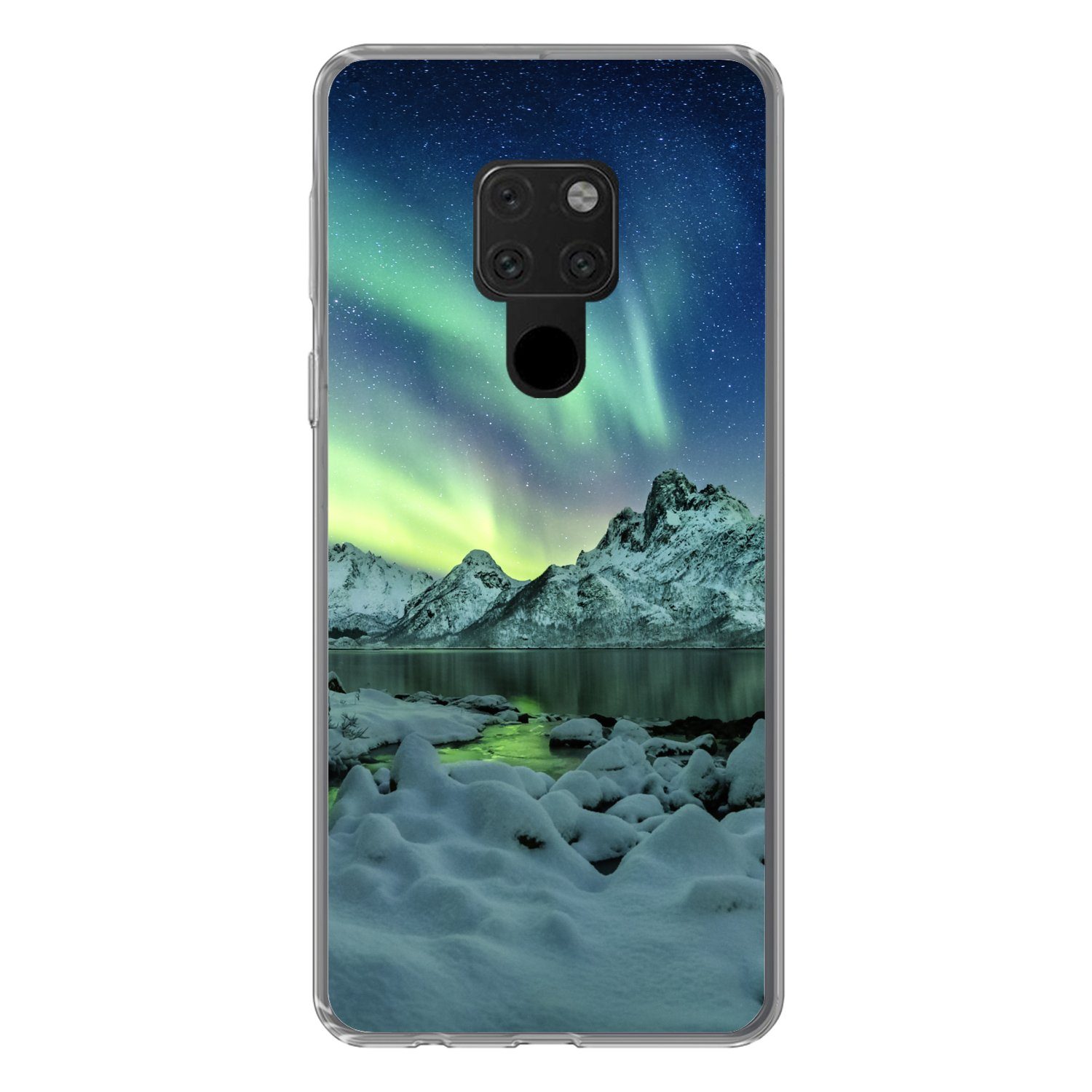 MuchoWow Handyhülle Meer - Eis - Nordlicht - Winter - Natur, Phone Case, Handyhülle Huawei Mate 20, Silikon, Schutzhülle