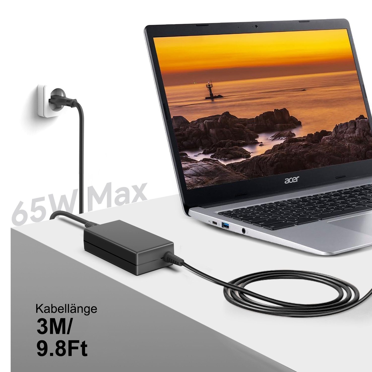 HKY 65W 45W USB C für Acer Swift Go 14, Acer Chromebook Plus Acer Spin 7 Notebook-Netzteil (Acer Swift Edge Go 16 SFA16 SFE16 SFG14 SFG16, Aspire Vero AV14 AV15)