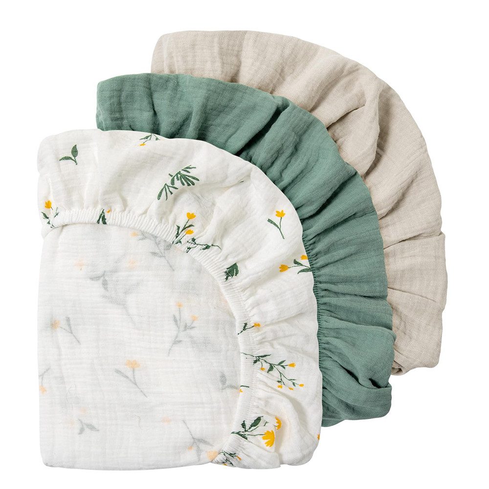 FOUORTUNATE-BEE Spannbettlaken 3er-Pack Spannbettlaken, (3 Stück), Geeignet für Kinderwagen, Stubenwagen & Kinderbett