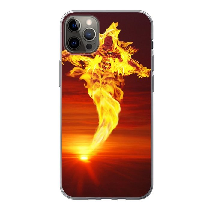 MuchoWow Handyhülle Eine große Flamme in Form eines Phönix Handyhülle Apple iPhone 13 Pro Max Smartphone-Bumper Print Handy